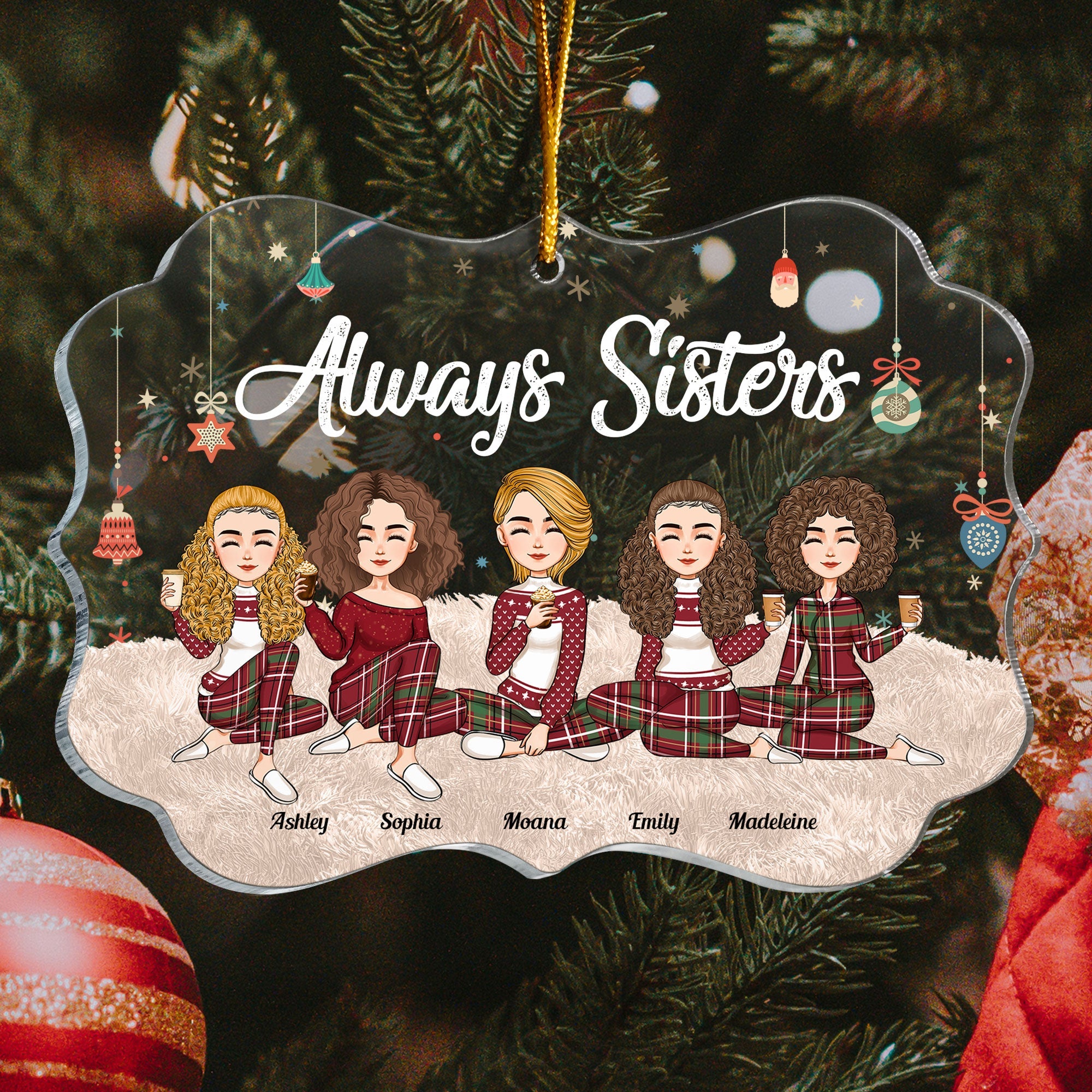 Always Sisters - New Version - Personalized Acrylic Ornament