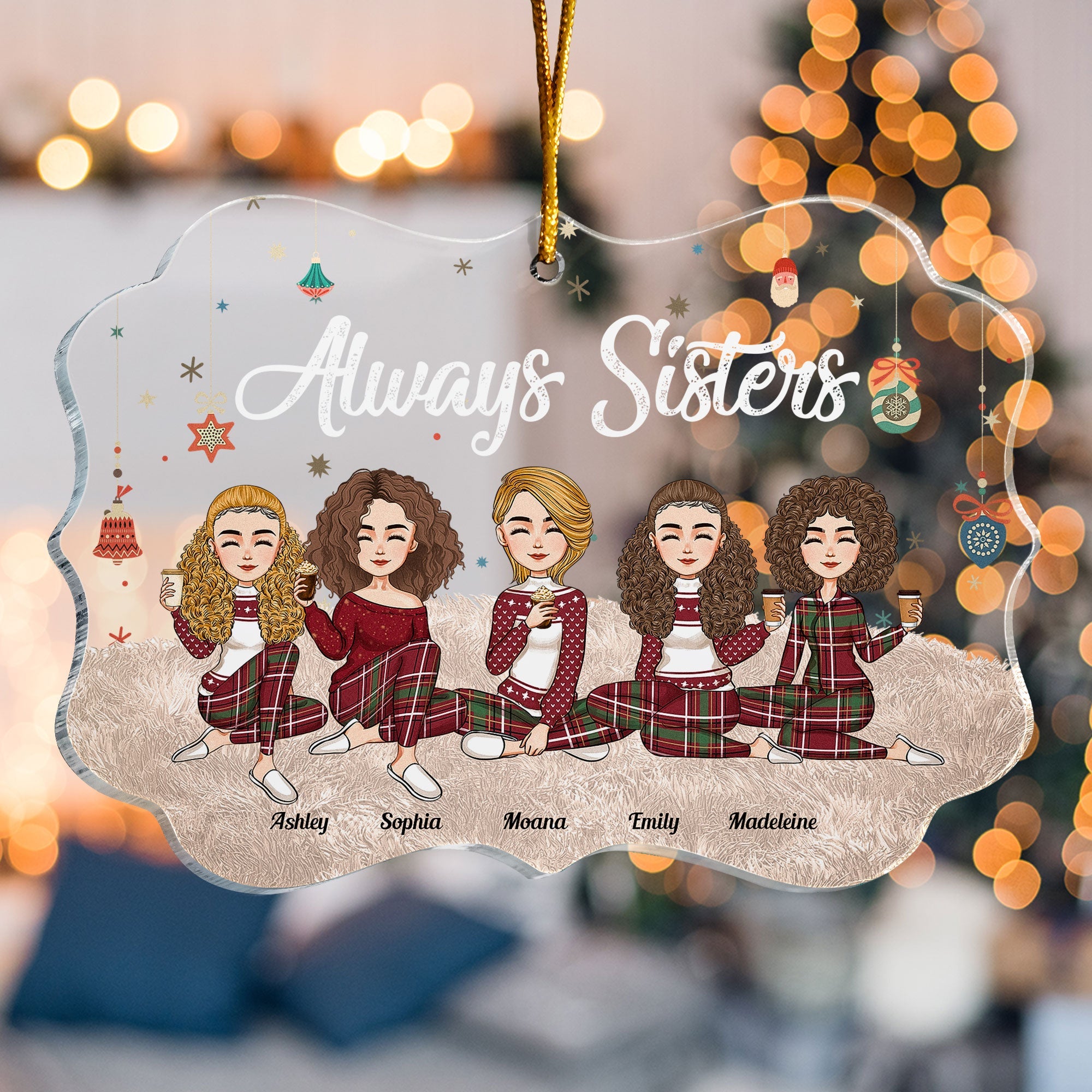 Always Sisters - New Version - Personalized Acrylic Ornament