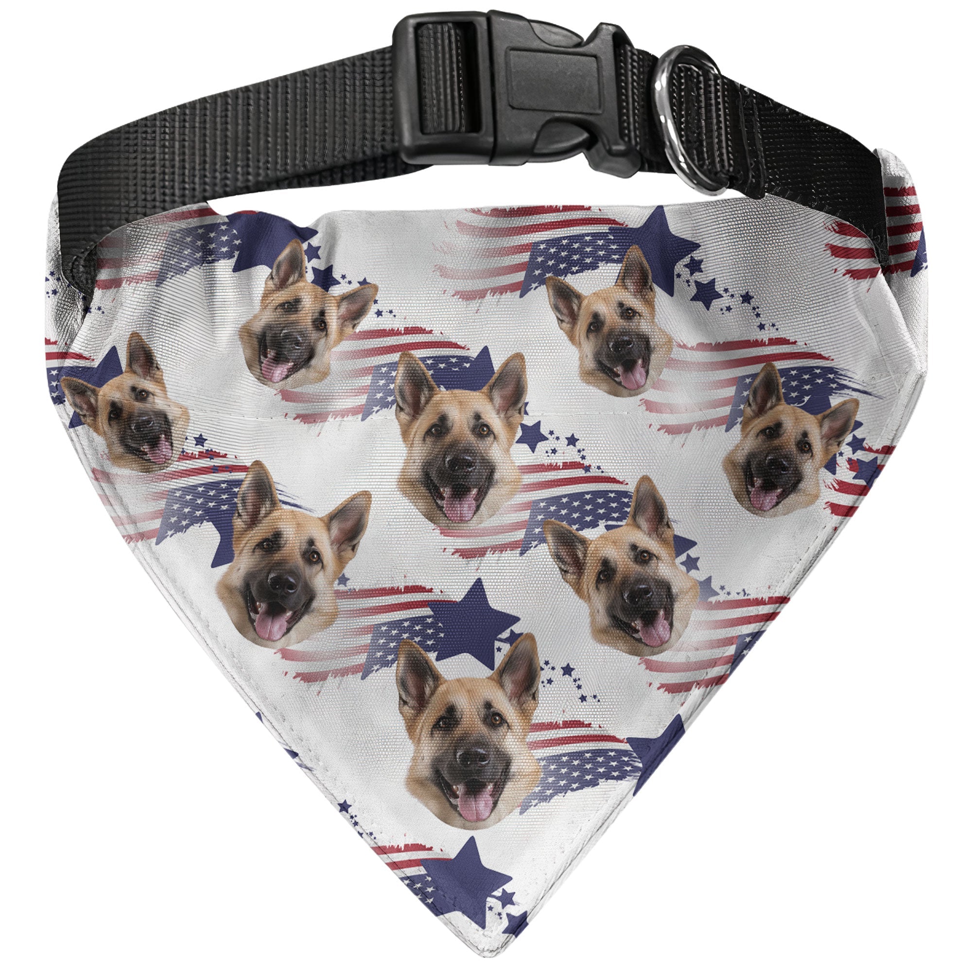 American Flag Bandana Dog Custom Face - Personalized Photo Bandana Collar