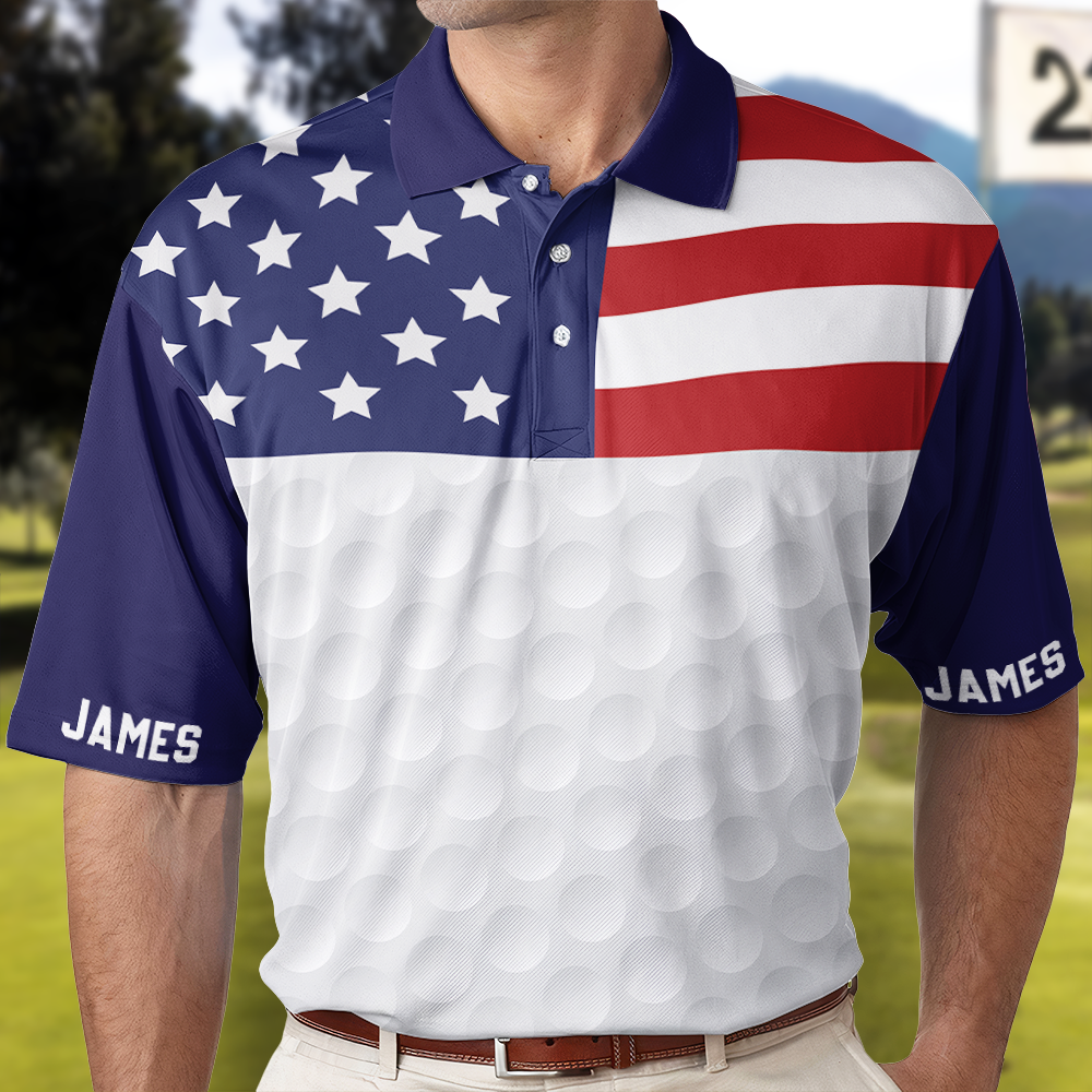 American Flag USA Gift For Golf Lovers Men Women - Custom Golf Shirt