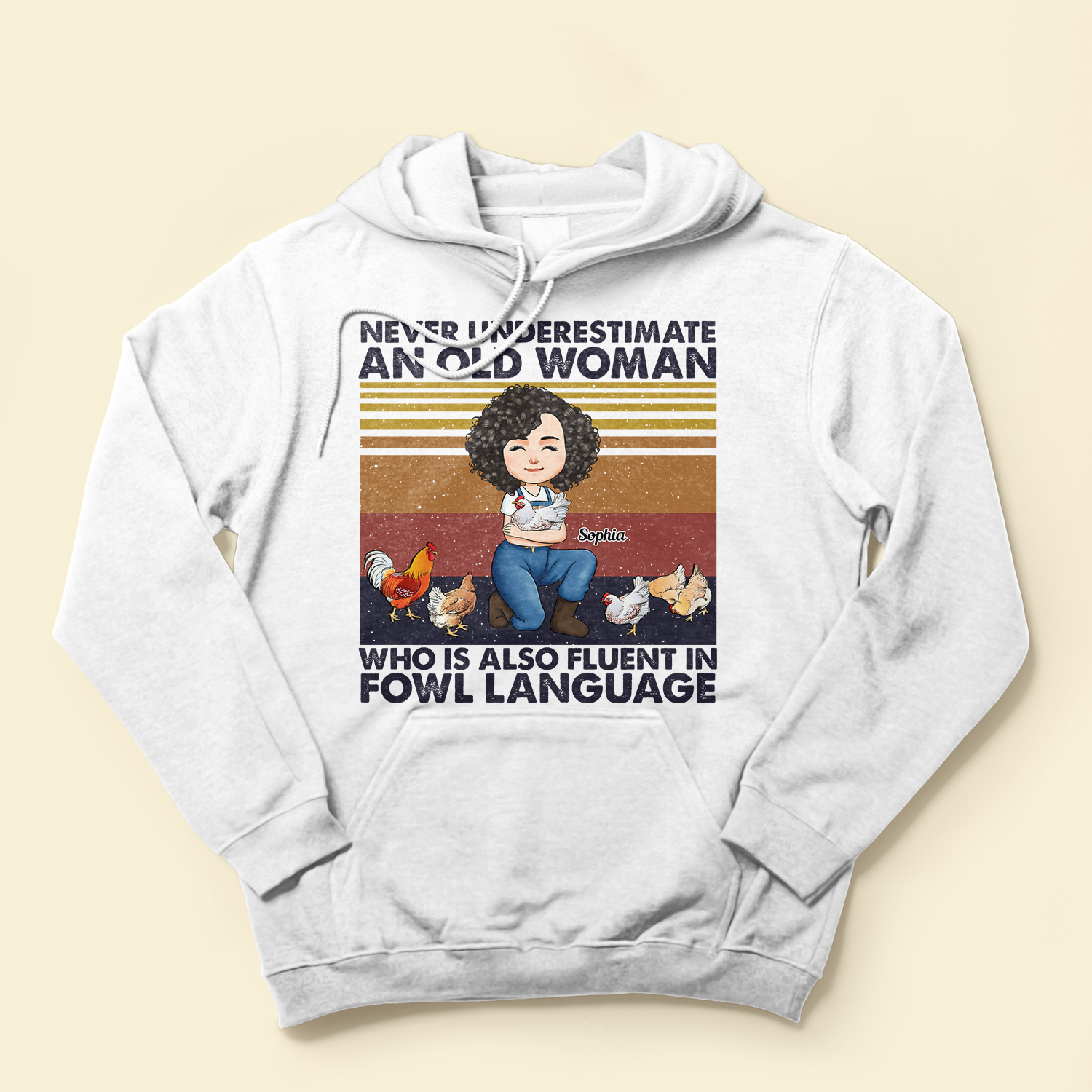 An Old Woman Who Is Fluent In Fowl Language - Personalized Shirt - Birthday Gift For Girl, Woman, Farmers, Chicken Lady