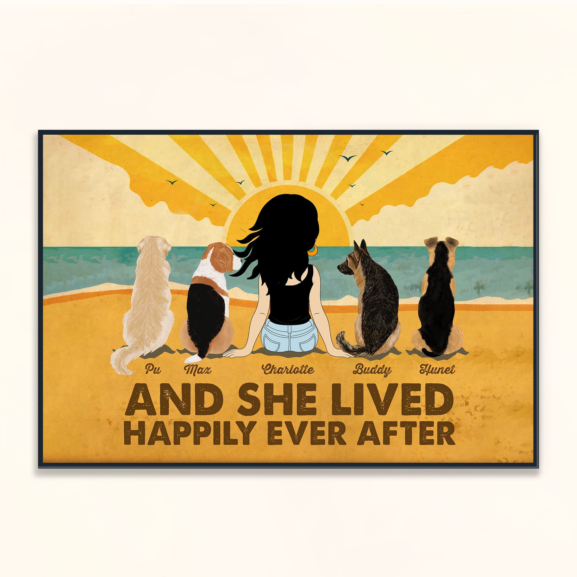 And She Lived Happily Ever After - Personalized Poster/Canvas - Gift For Dog Mom, Dog Mother, Fur Mama, Dog Lovers