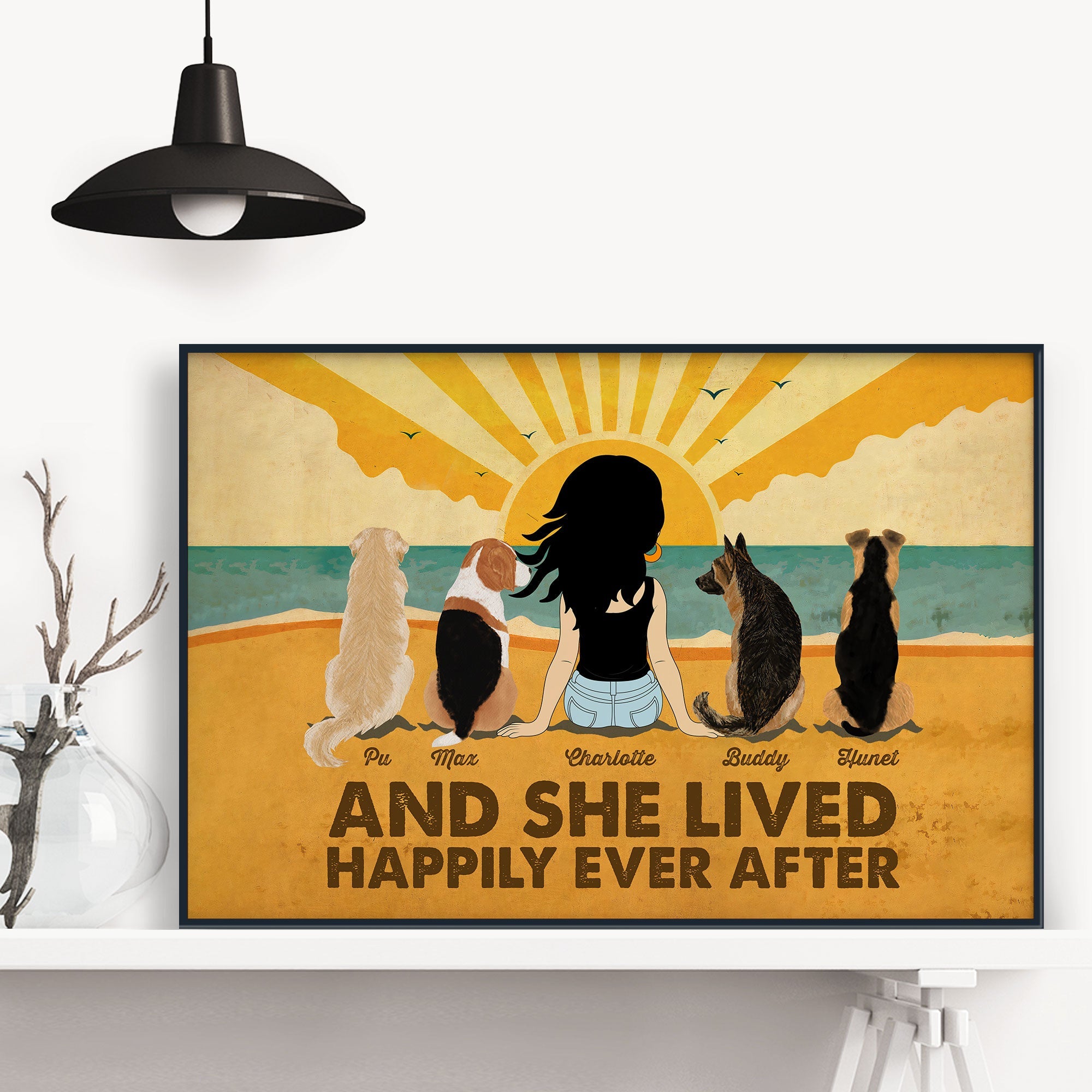 And She Lived Happily Ever After - Personalized Poster/Canvas - Gift For Dog Mom, Dog Mother, Fur Mama, Dog Lovers