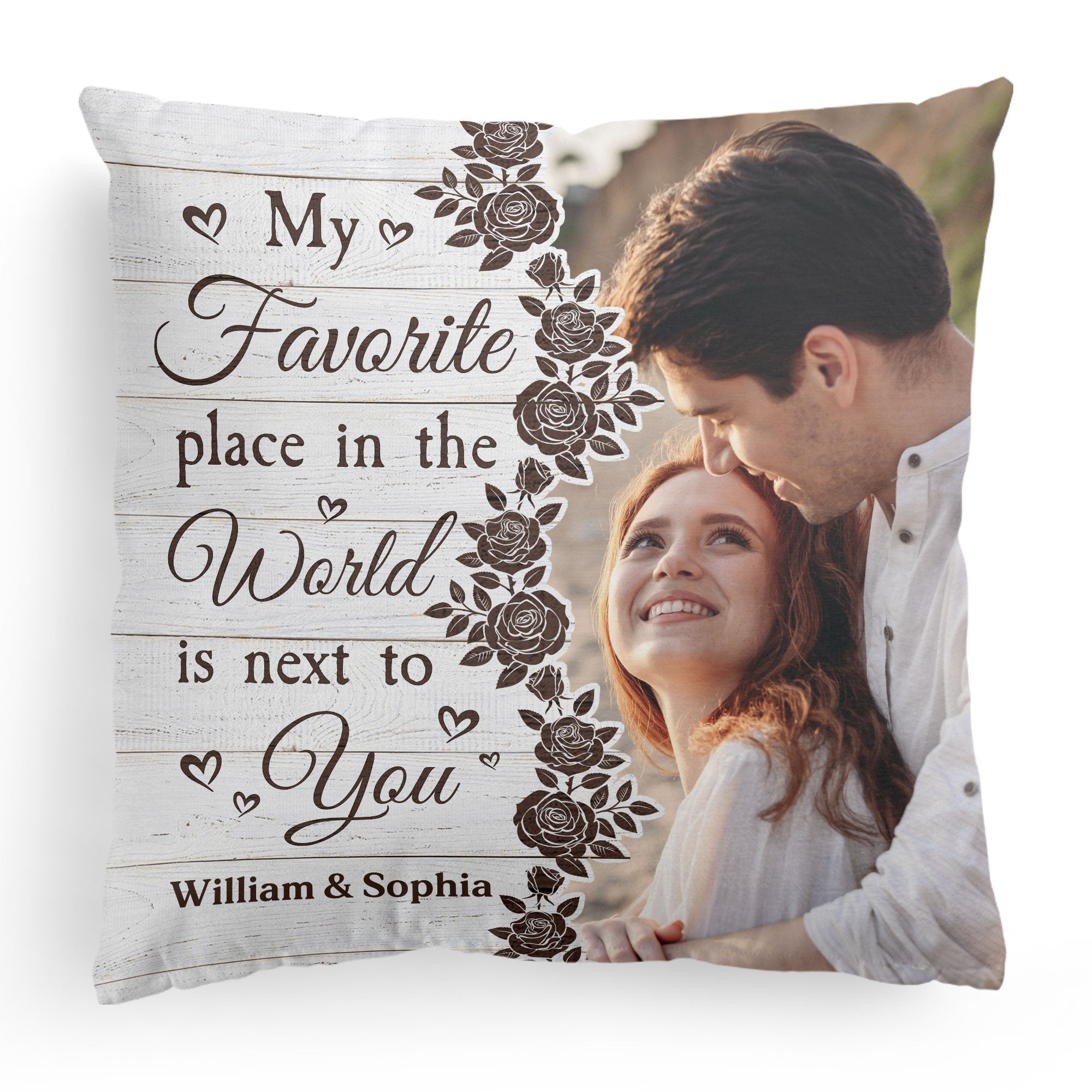 Anniversary Gift My Favorite Place In The World Is Next To You - Personalized Photo Pillow