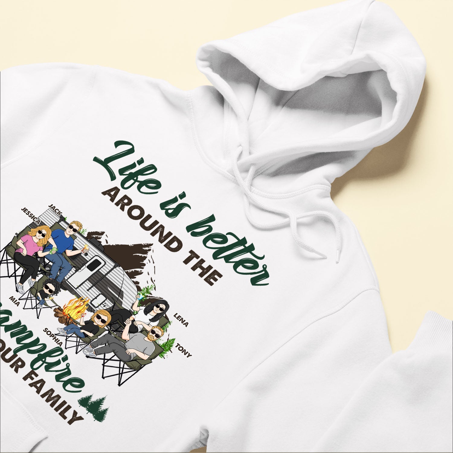 Around The Campfire With Our Family - Personalized Shirt - Gift For Family Members, Dad, Mom, Brother, Sister, Grandparents, Matching Family Shirt, Camping Trip