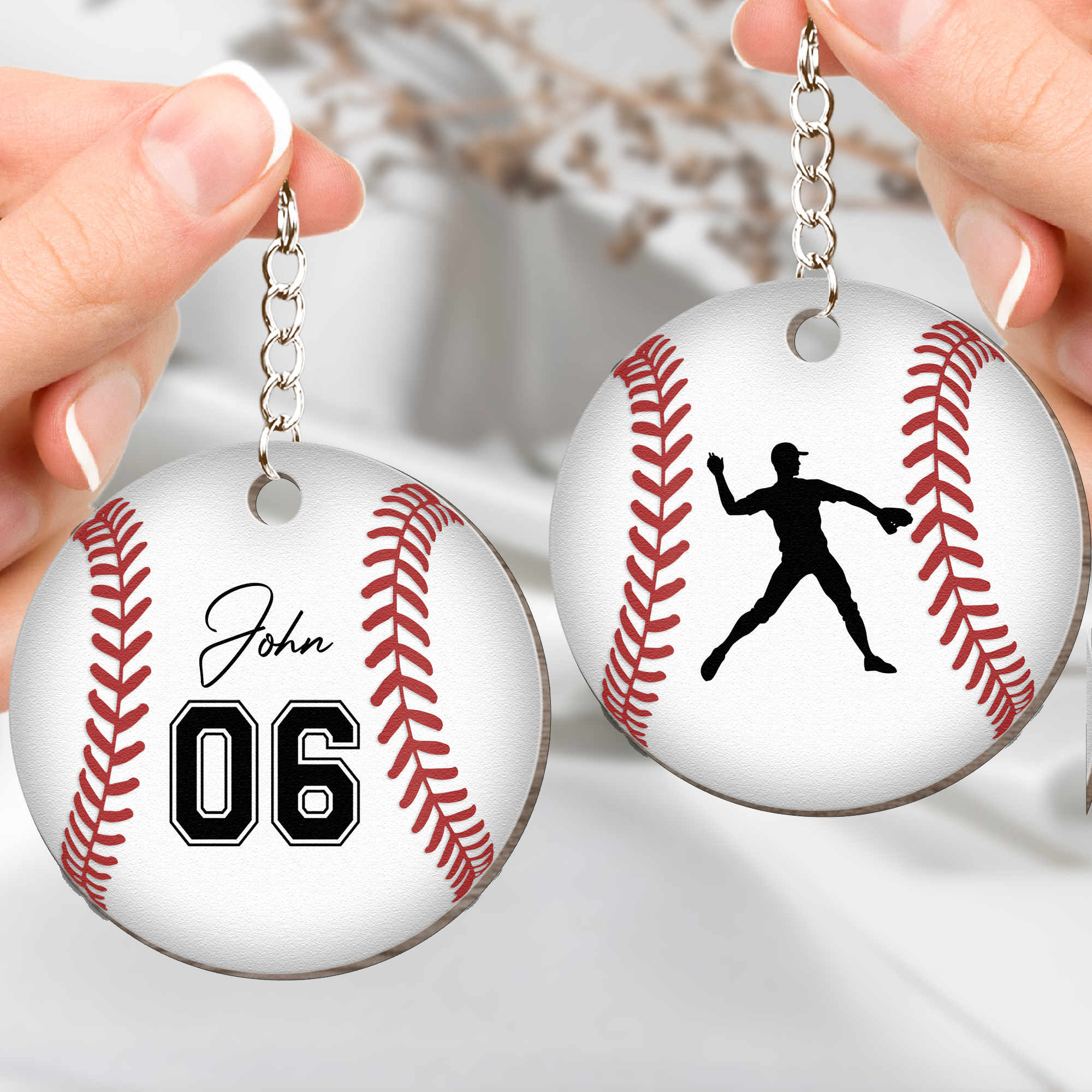 Baseball Ball - Personalized Wooden Keychain