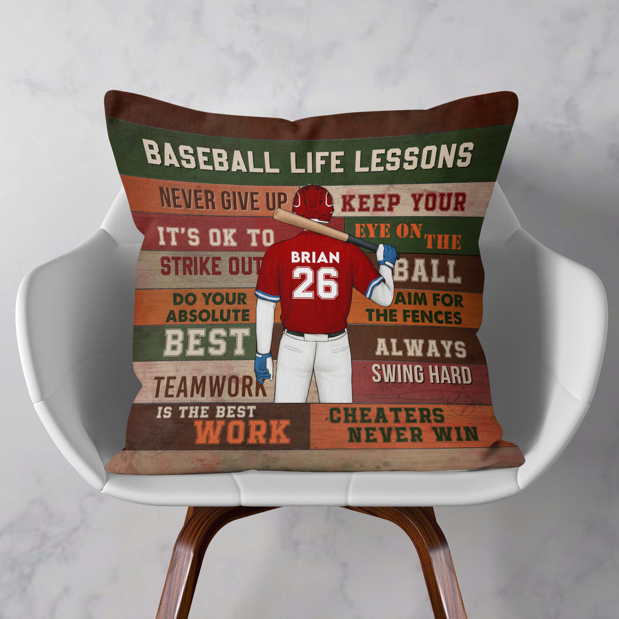 Baseball Life Lessons - Personalized Pillow (Insert Included)