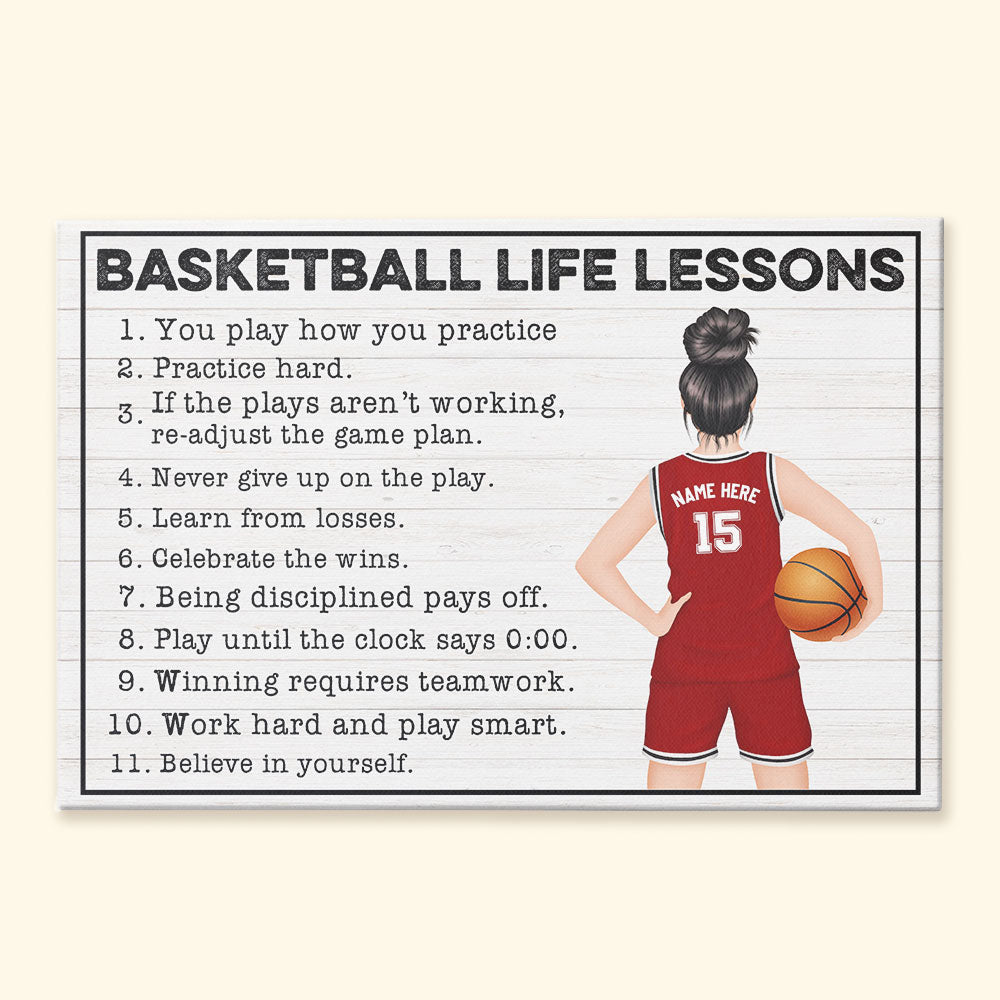 Basketball Life Lessons For Girl - Personalized Poster/Canvas - Gift For Basketball Lovers