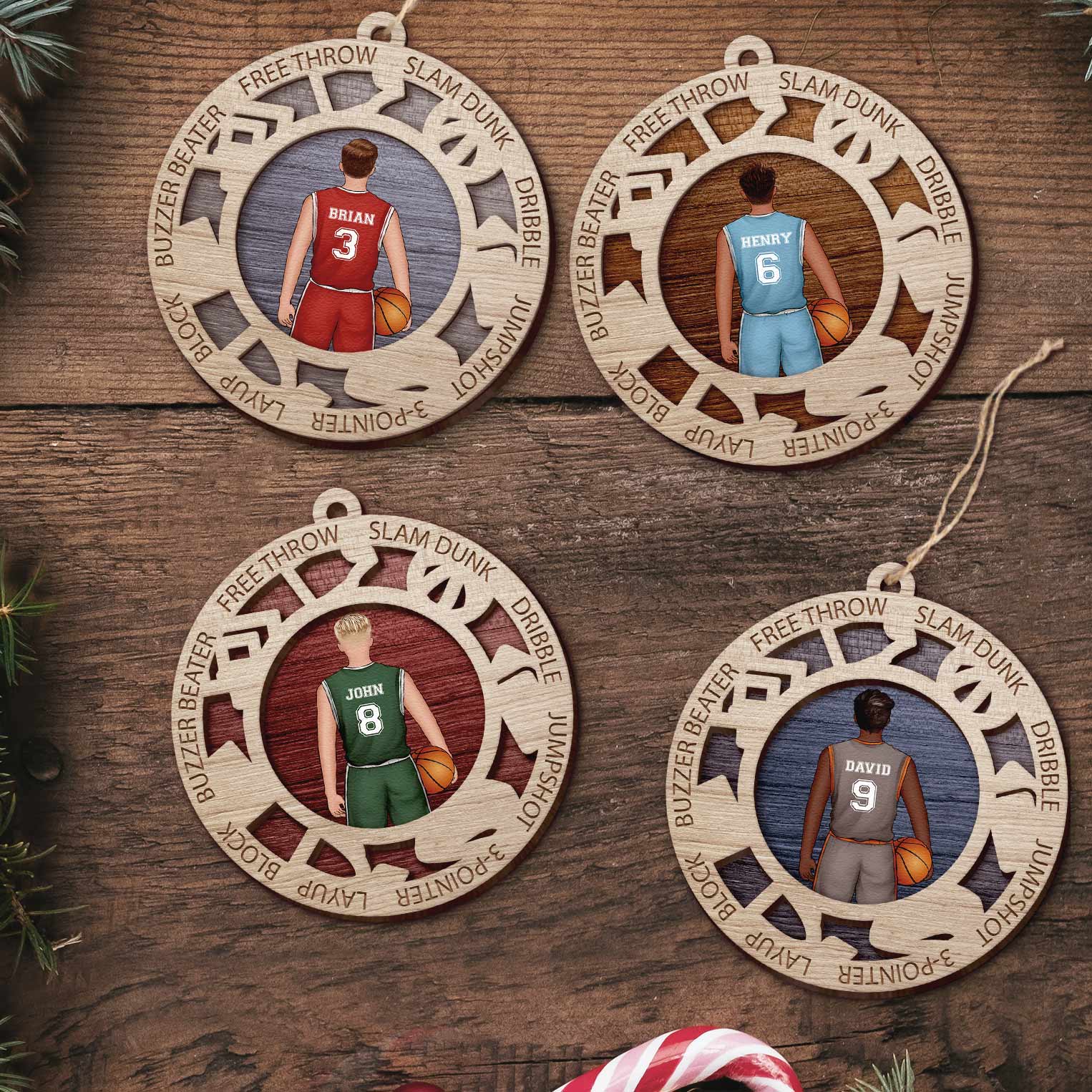 Basketball Player - Personalized 2 Layers Wooden Ornament - Christmas, Birthday, Loving Gift For Basketball Team, Basketball Players, Teammates, Sons, Grandsons, Boyfriend