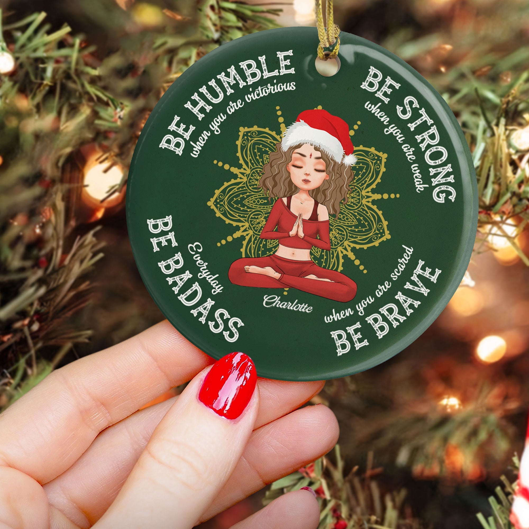 Be Humble Be Badass - Personalized Ceramic Ornament - Christmas Gift For Yoga Lover