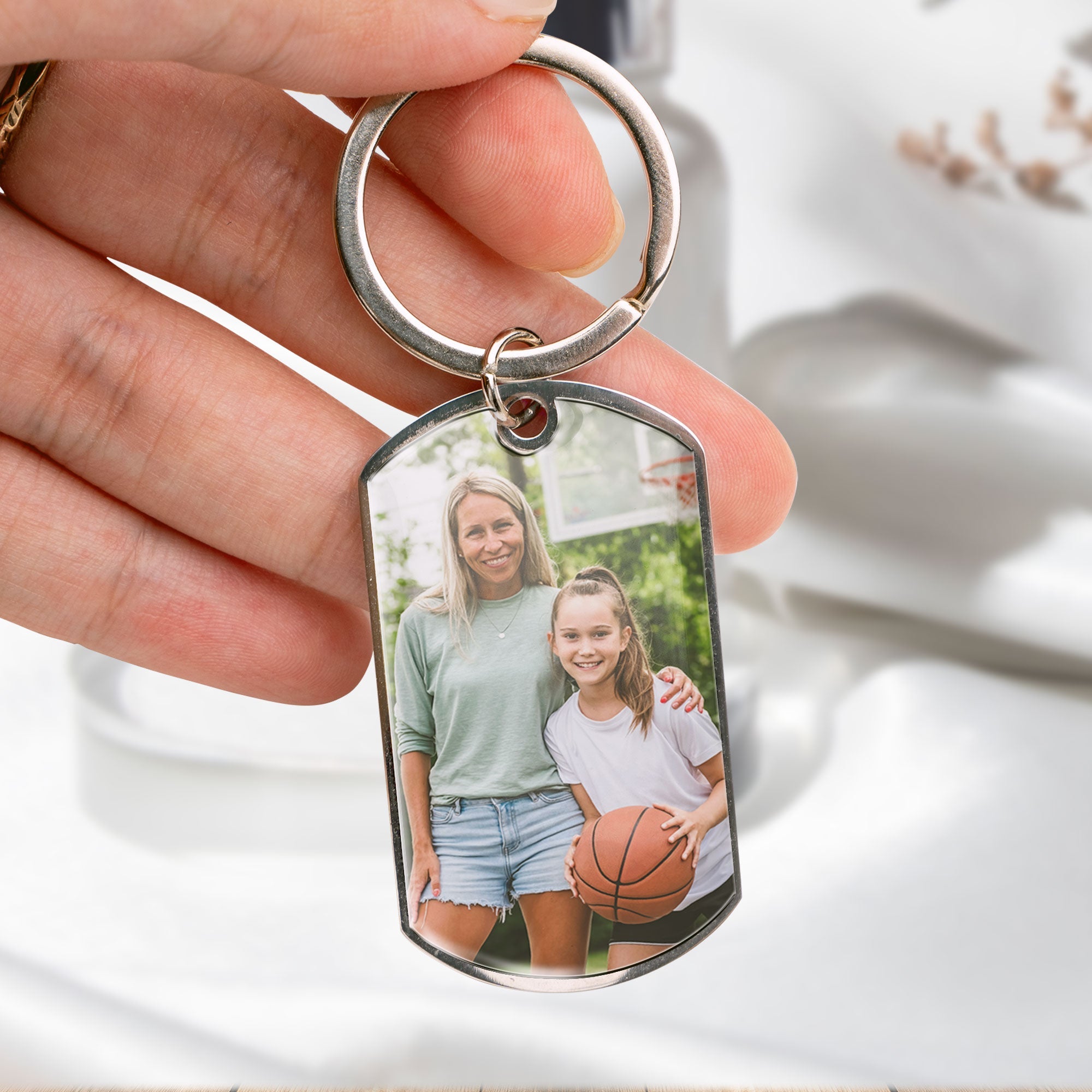 Be Strong - Basketball Version - Personalized Photo Stainless Steel Keychain