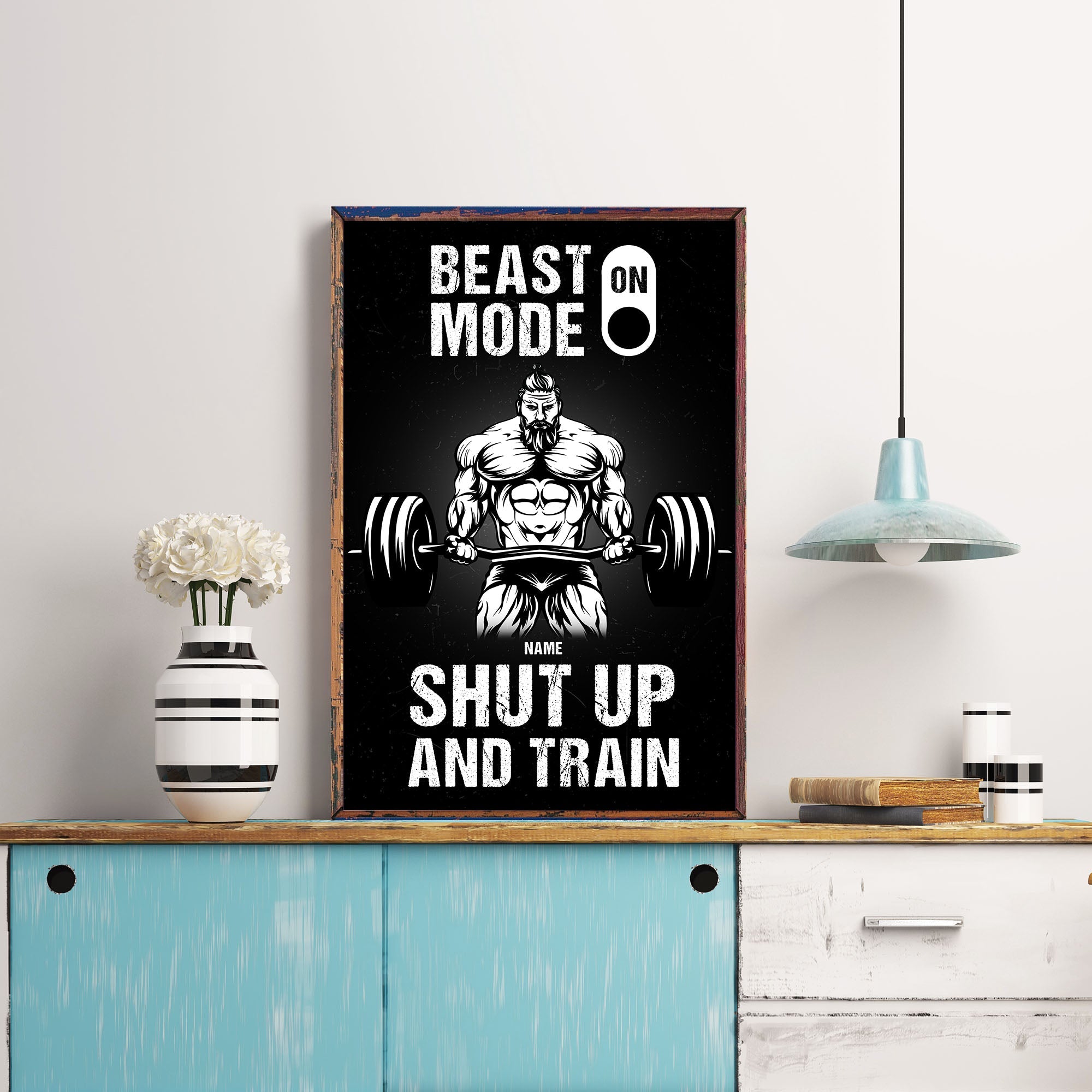 Beast Mode - Personalized Poster/Canvas - Birthday Gift For Gymer - Old Man Lifting