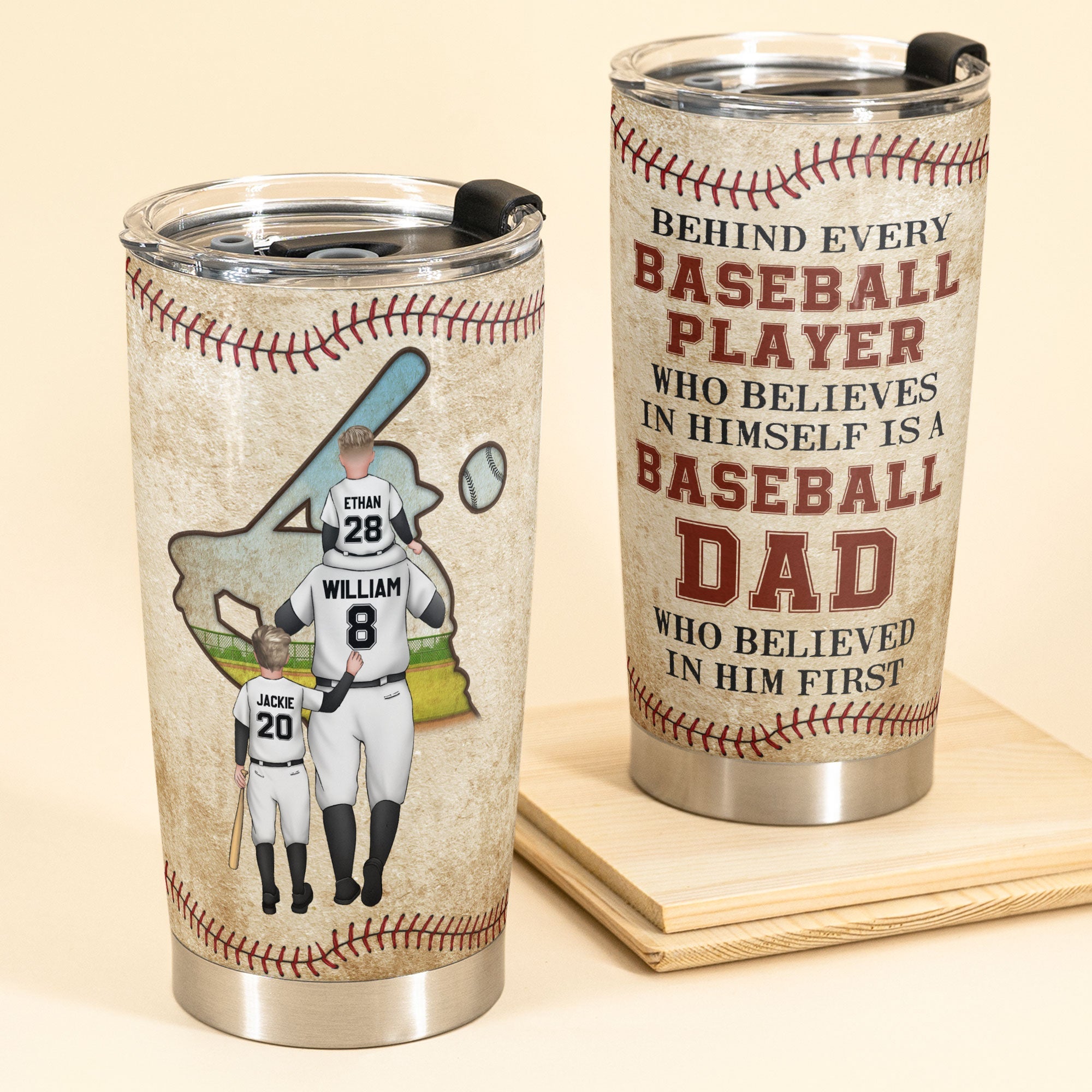 Behind Every Baseball Player - Personalized Tumbler Cup