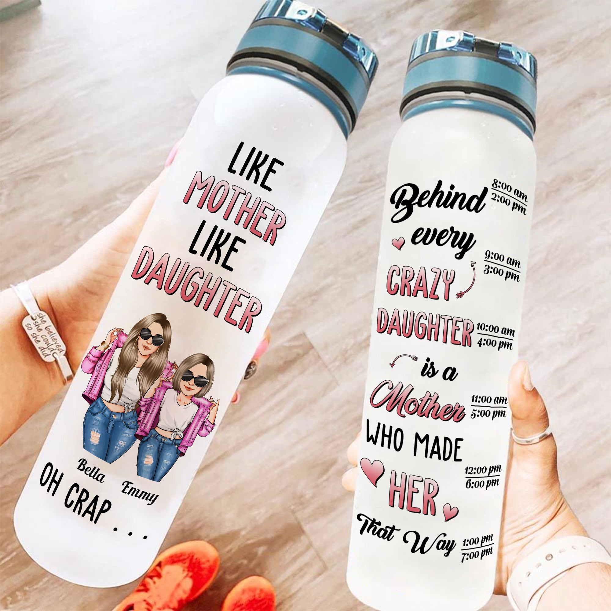 Behind Every Crazy Daughter Is A Mom - Personalized Water Tracker Bottle - Mother's Day - Gift For Mom, Mother