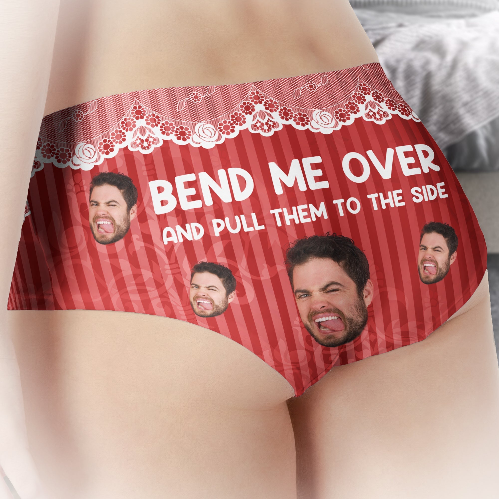 Bend Me Over And Pull Them To The Side - Personalized Photo Women's Low-Waisted Brief