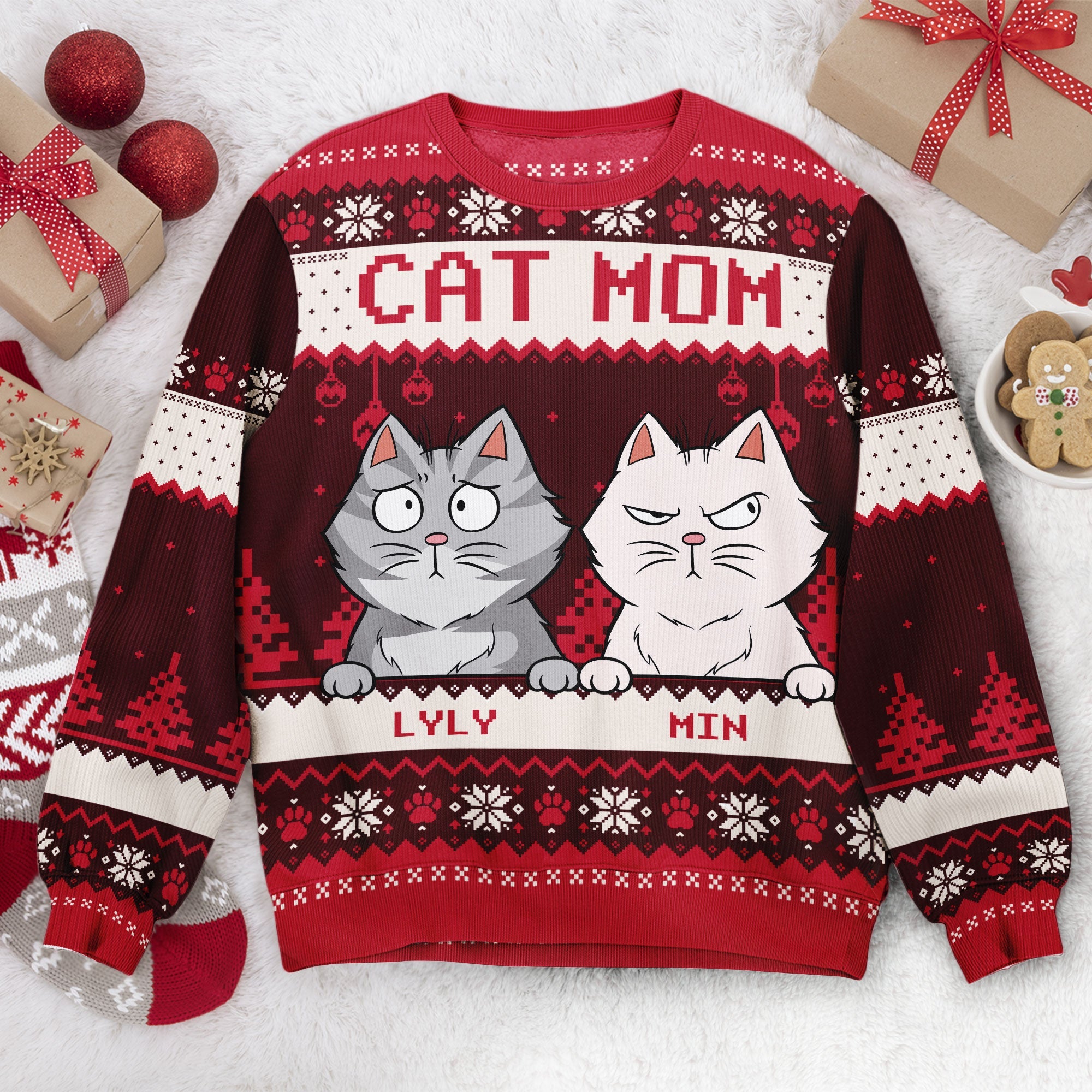 Best Cat Mom Ever - Personalized Ugly Sweater