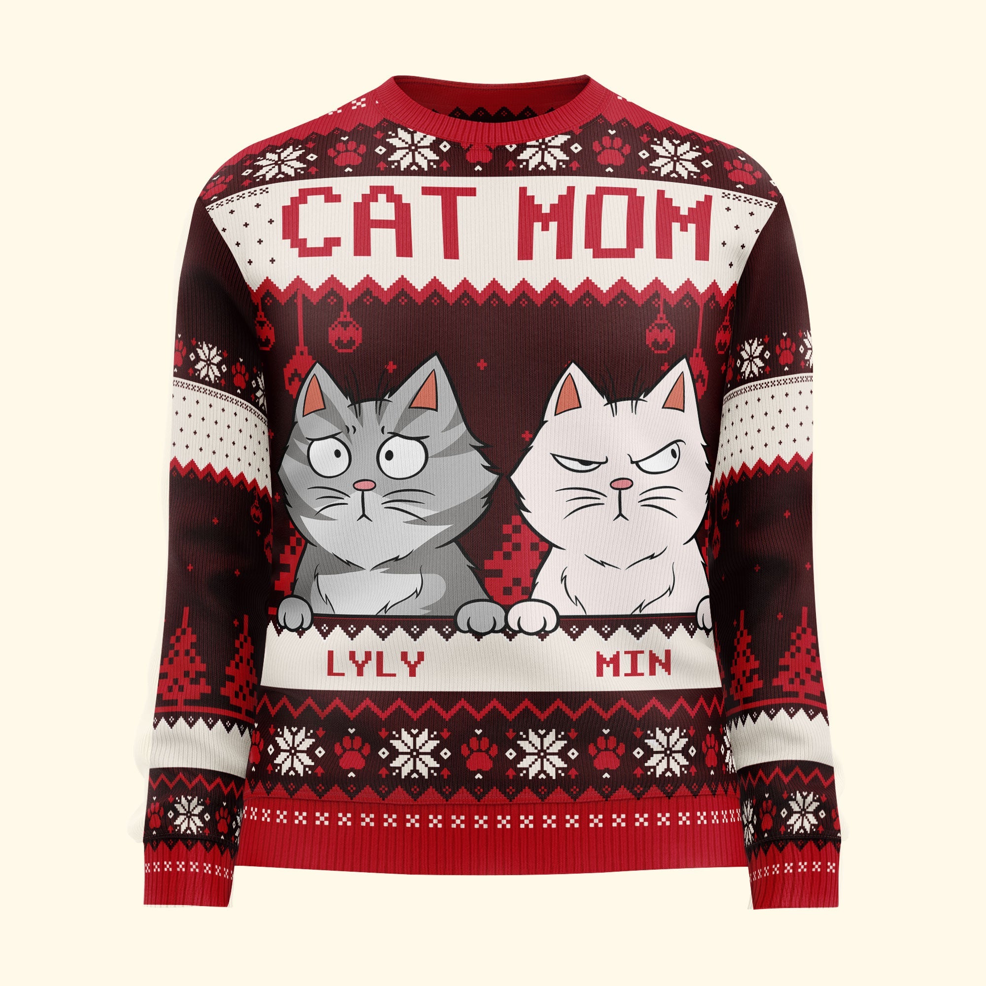 Best Cat Mom Ever - Personalized Ugly Sweater