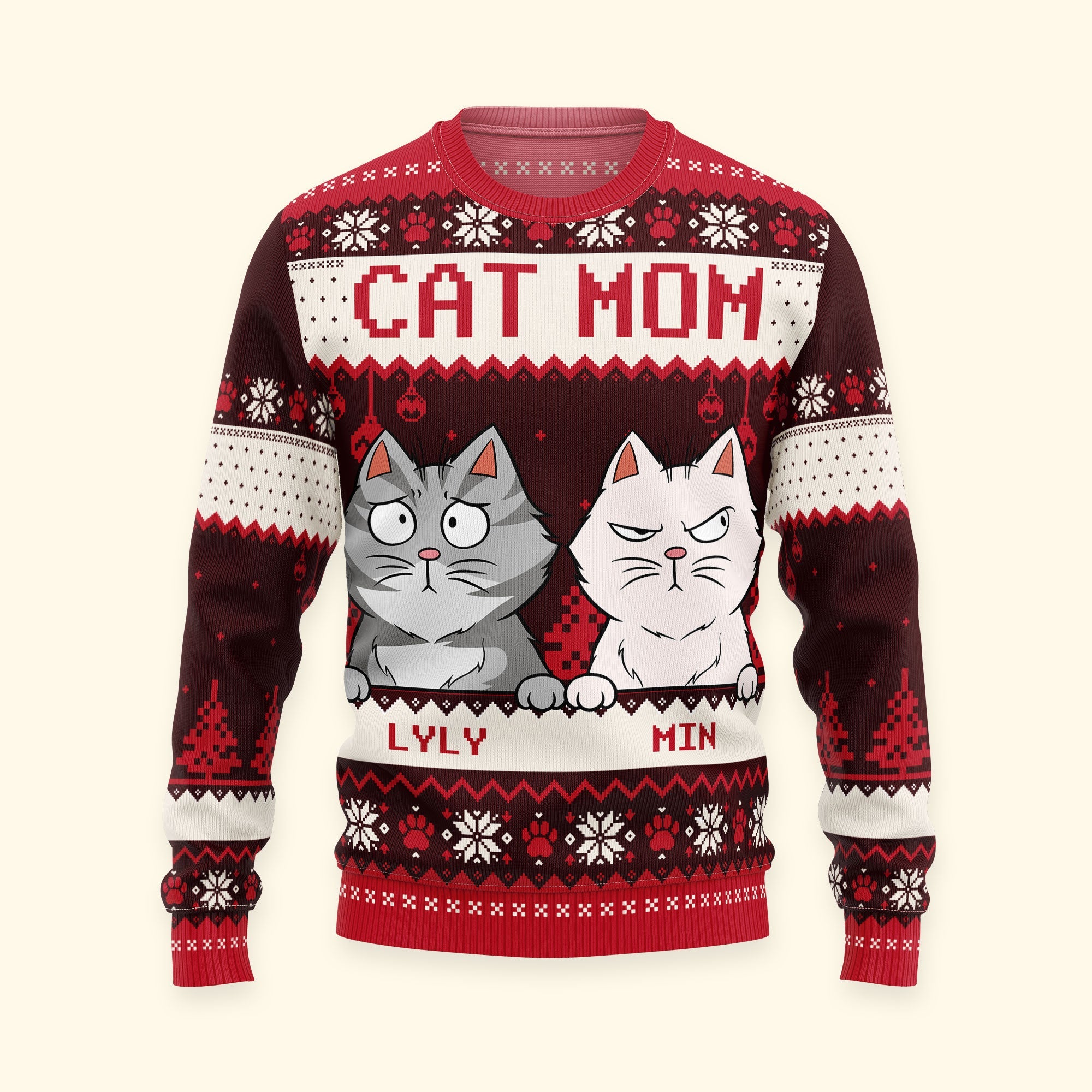 Best Cat Mom Ever - Personalized Ugly Sweater