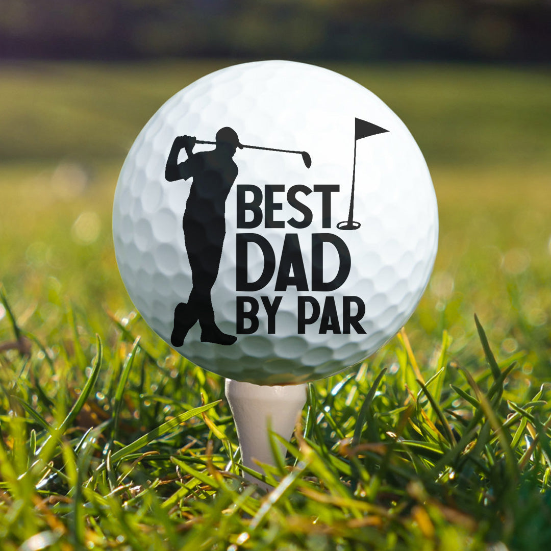 Best Dad By Par Grandpa Papa Husband Golf Gift - Personalized Golf Ball