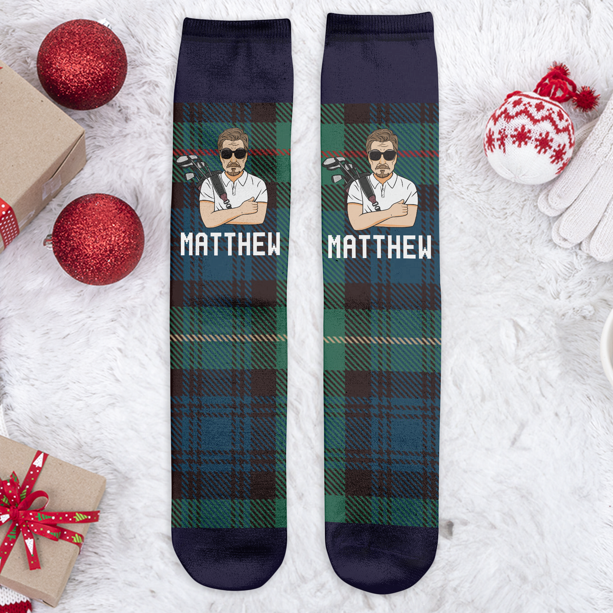 Best Dad By Par - Personalized Crew Socks