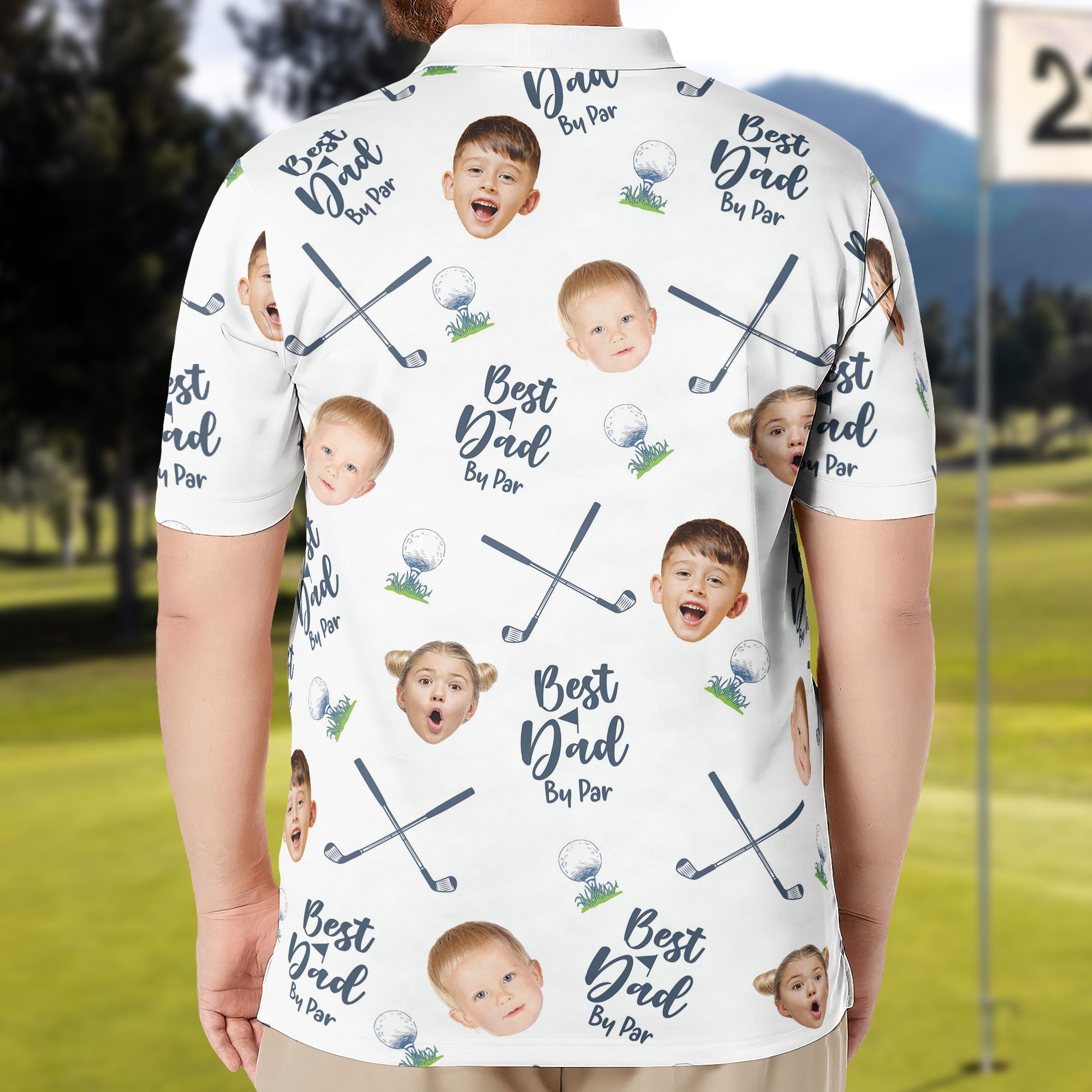 Best Dad By Par - Personalized Photo Polo Shirt