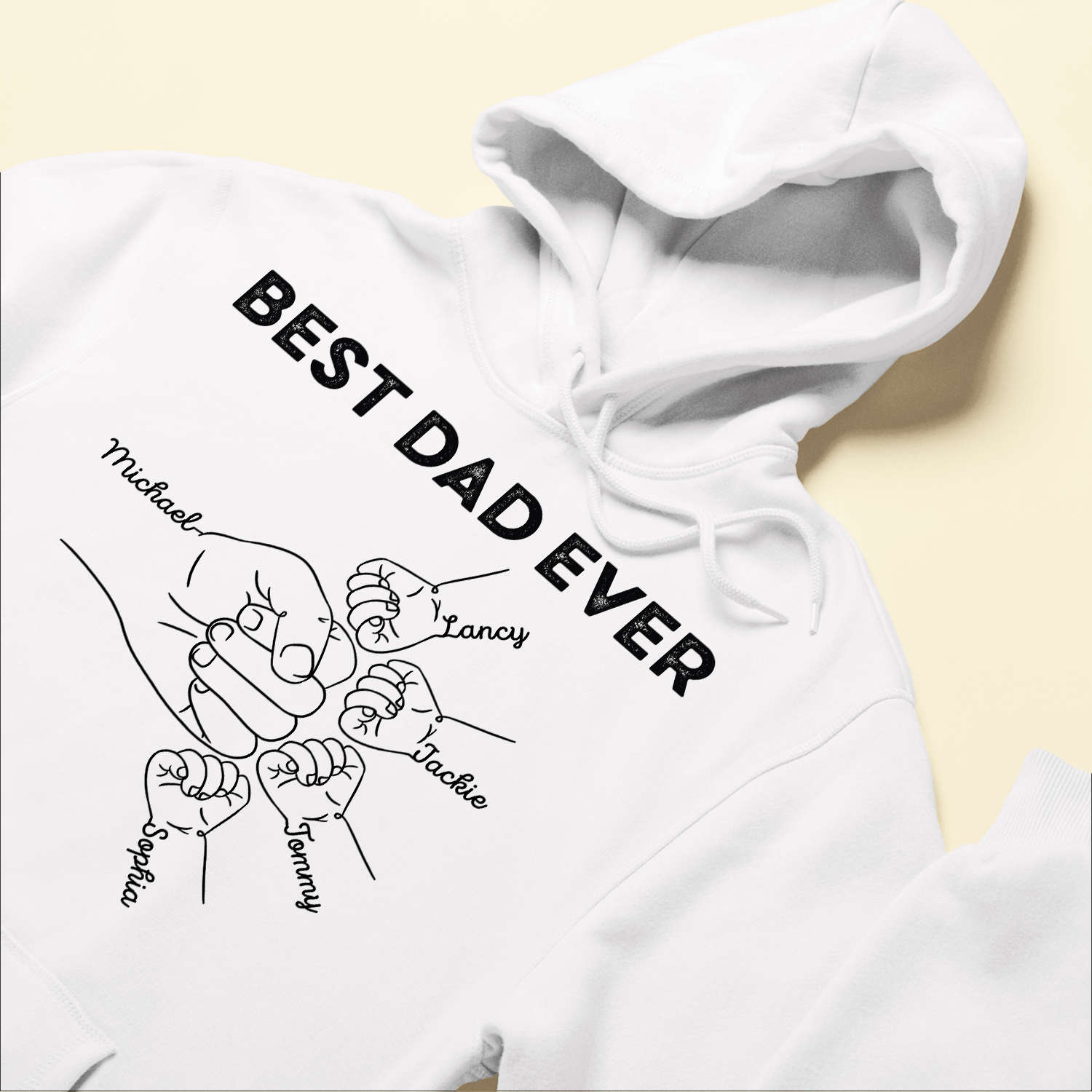 Best Dad Ever Hands Line Art - Personalized Shirt - Birthday Funny Gift For Grandpa, Papa, Daddy - From Wife, Daughters, Sons, Grandchildren