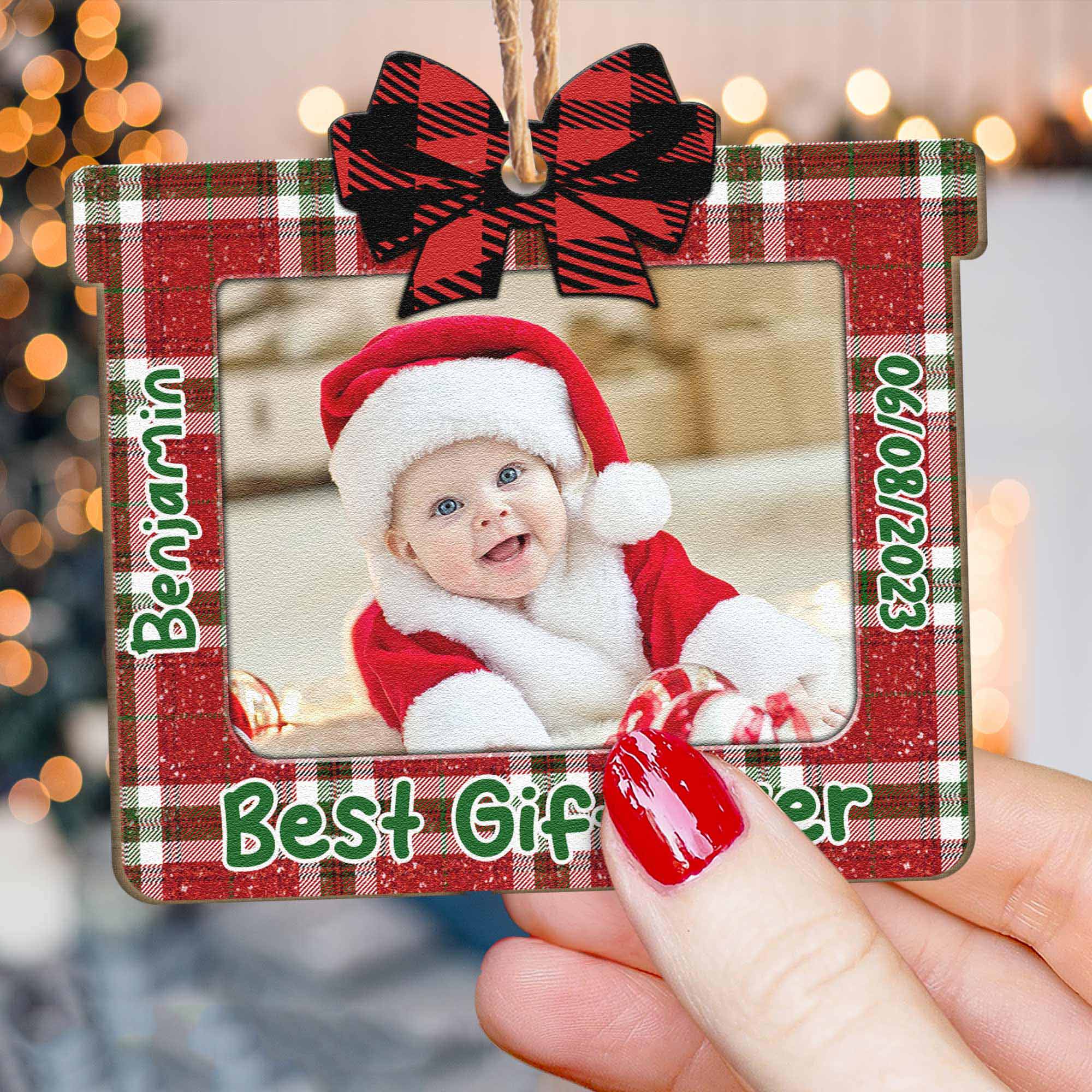 Best Gift Ever - Personalized Photo Wooden Ornament