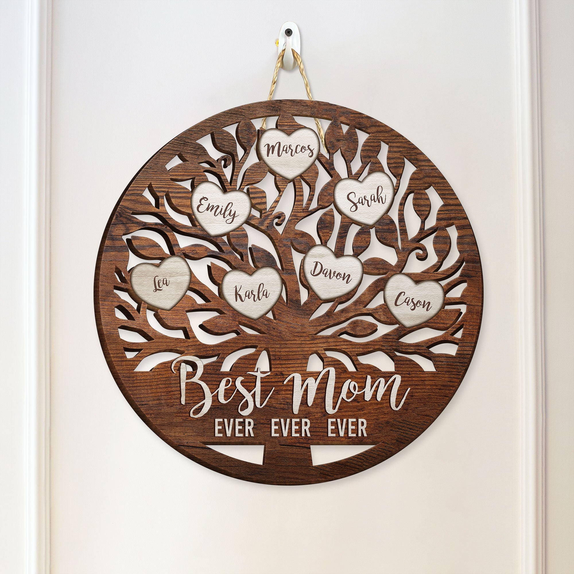 Best Mom Ever - Personalized Custom Shaped Wood Sign