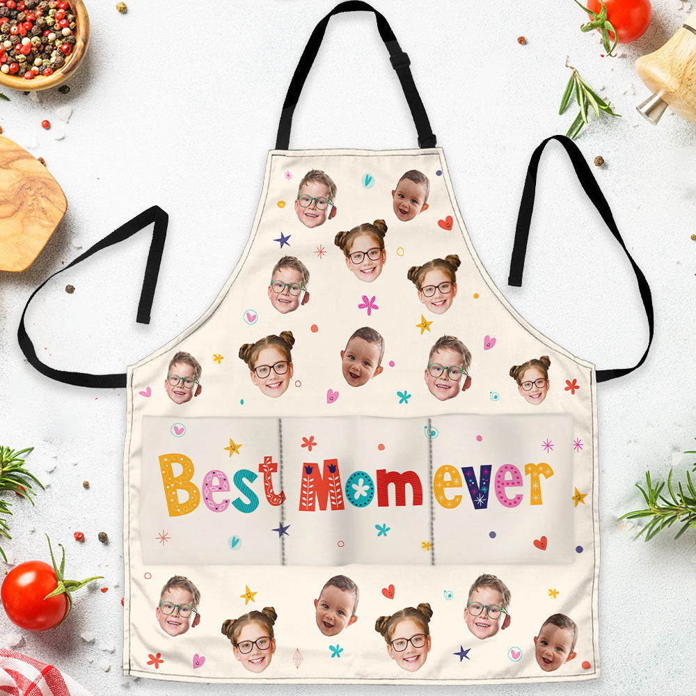 Best Mom Ever, Best Grandma - Personalized Photo Apron With Pocket