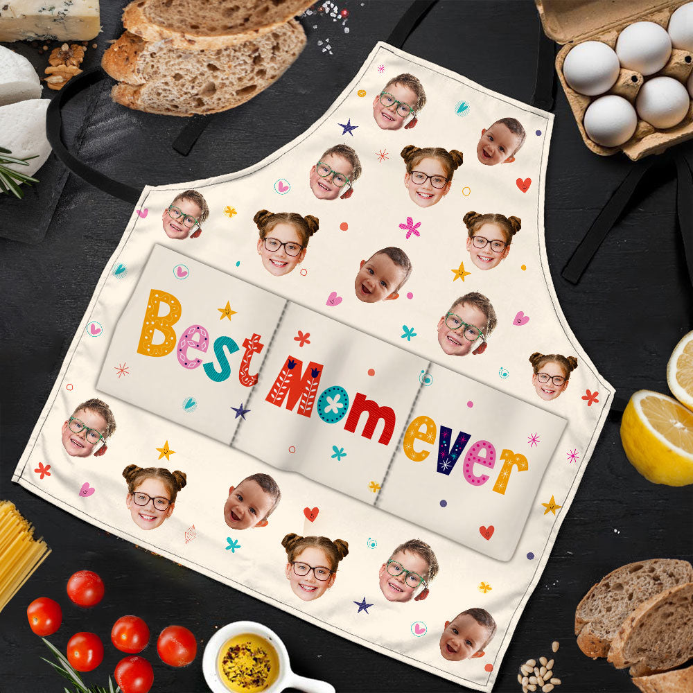 Best Mom Ever, Best Grandma - Personalized Photo Apron With Pocket