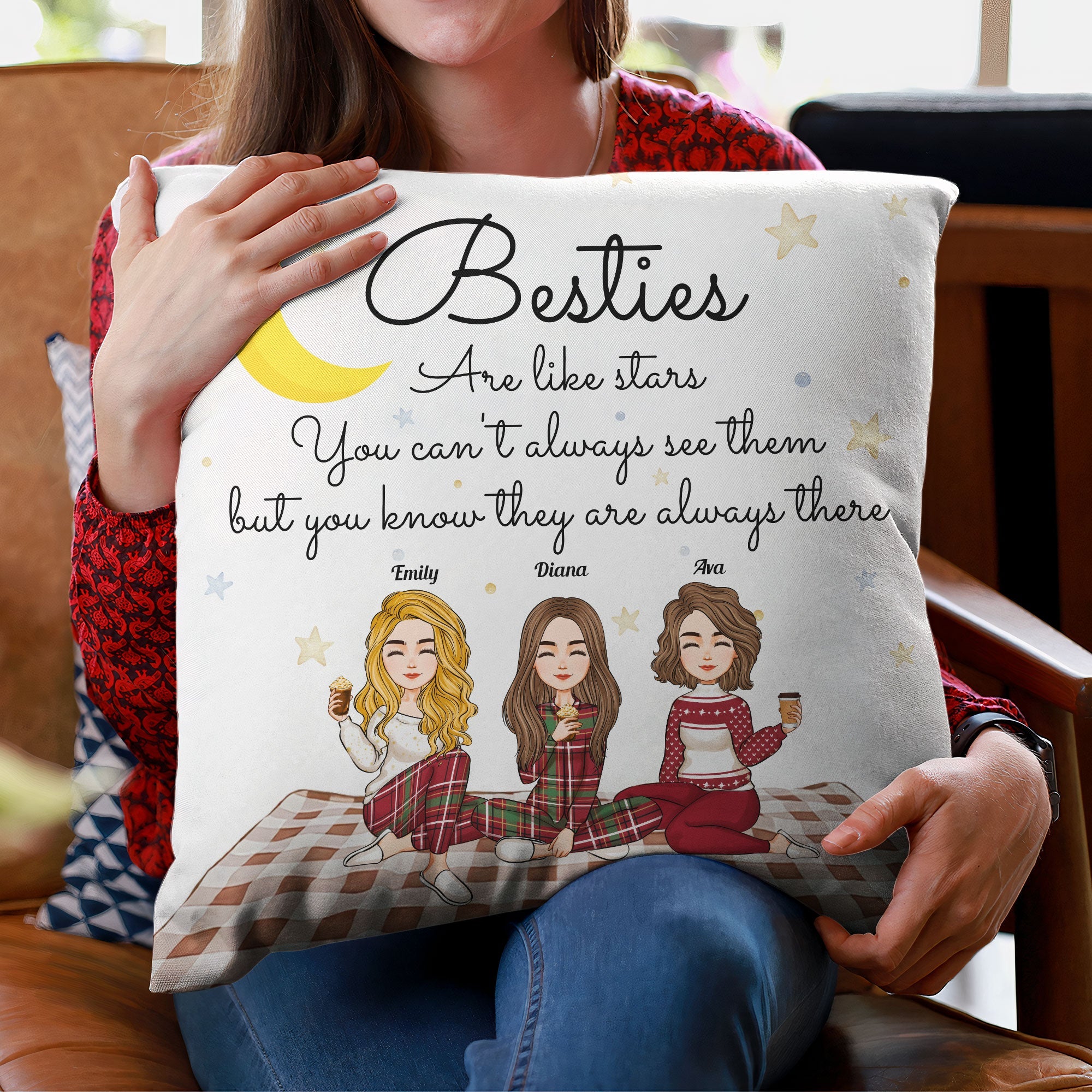 Besties Are Like Stars - Personalized Pillow (Insert Included)