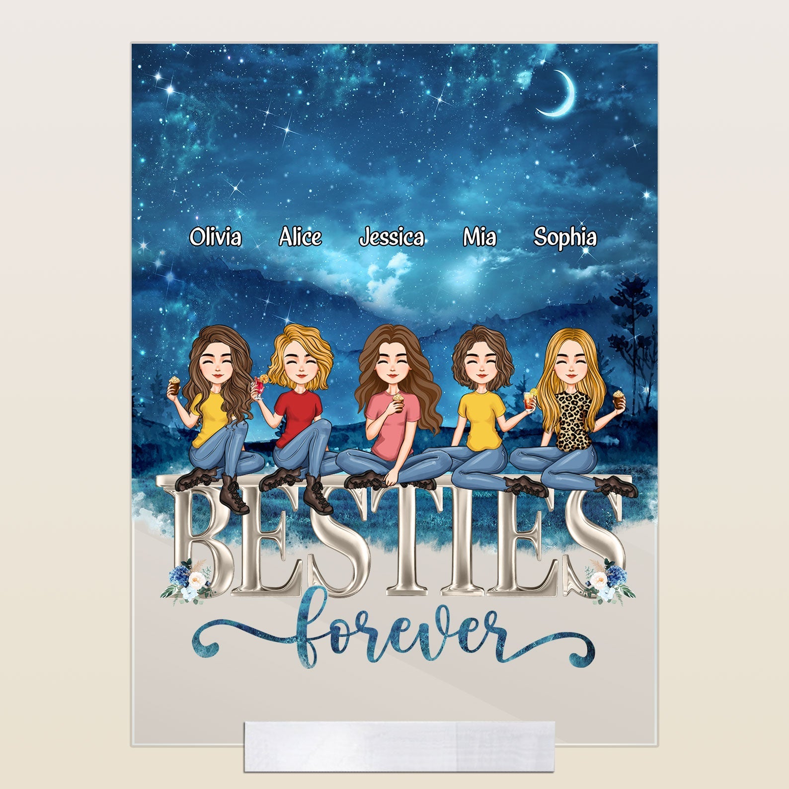 Besties Forever - Personalized Acrylic Plaque