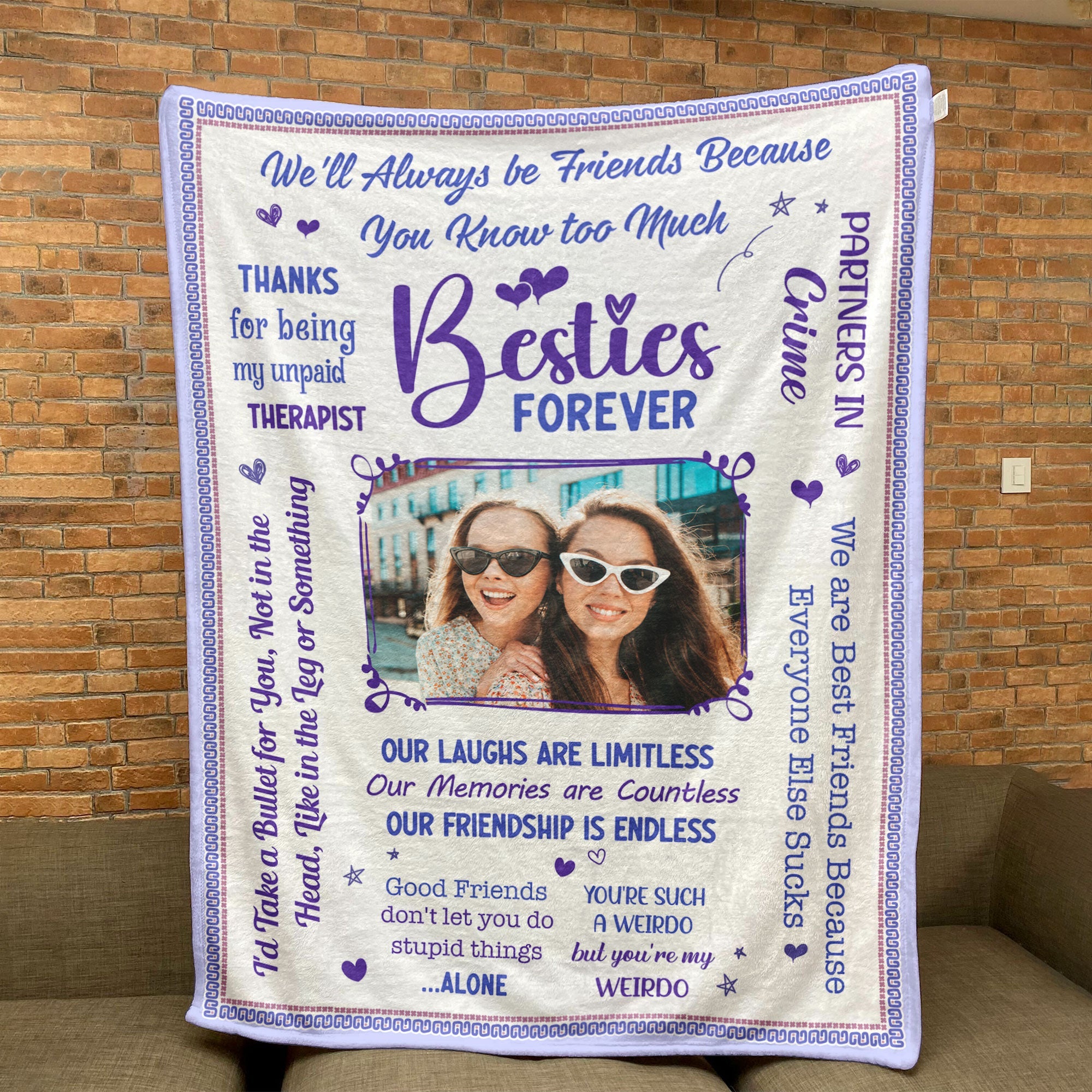 Besties Forever - Personalized Photo Blanket