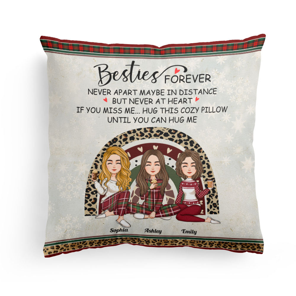 Besties Hug This Cozy Pillow - Personalized Pillow (Insert Included) - Christmas, New Year Gift For Sisters, Sistas, Besties, Soul Sisters