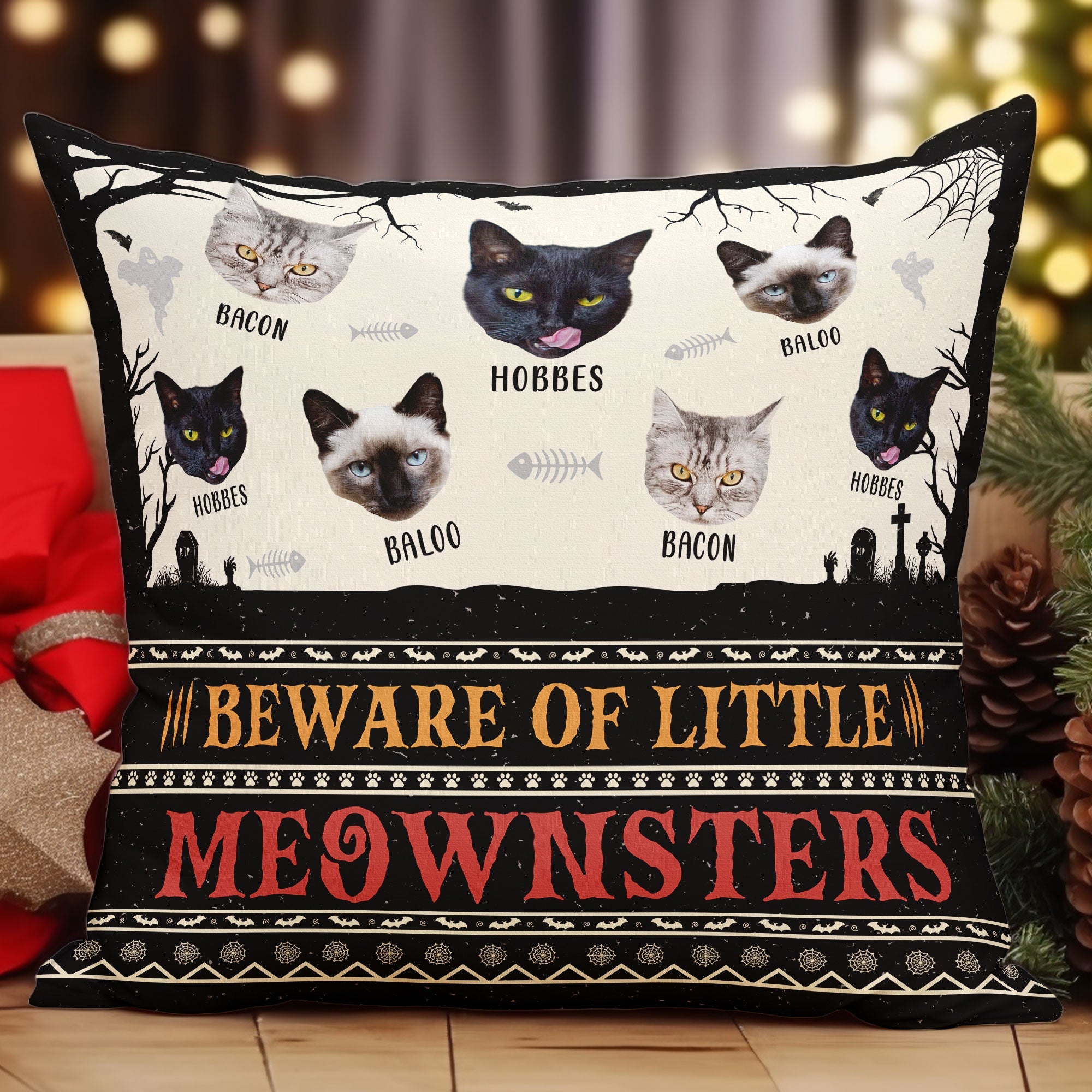 Beware Of Little Meownsters - Custom Photo Pillow