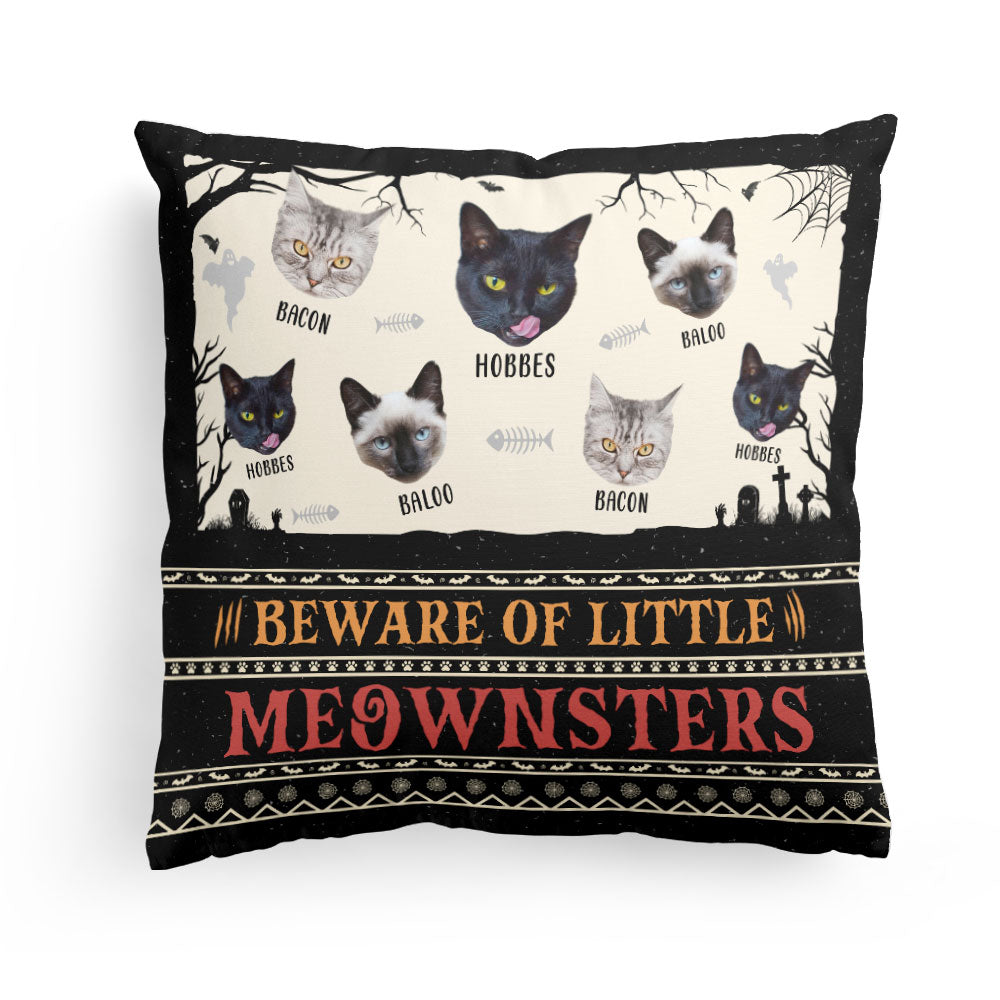 Beware Of Little Meownsters - Custom Photo Pillow