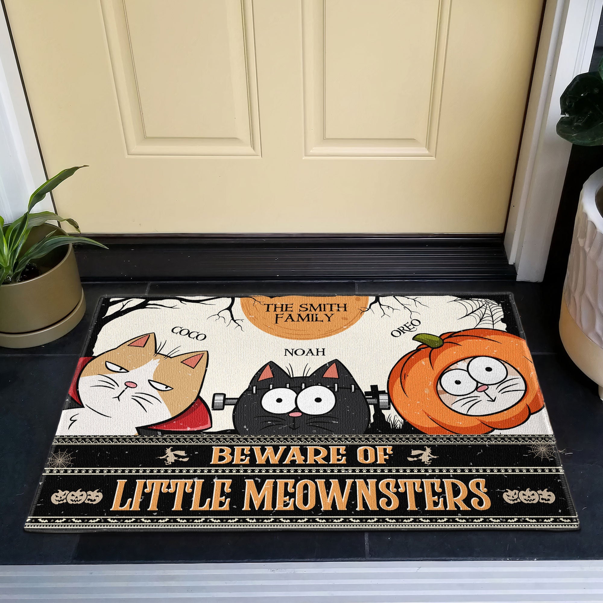 Beware Of Little Meownsters Funny Cat - Personalized Doormat