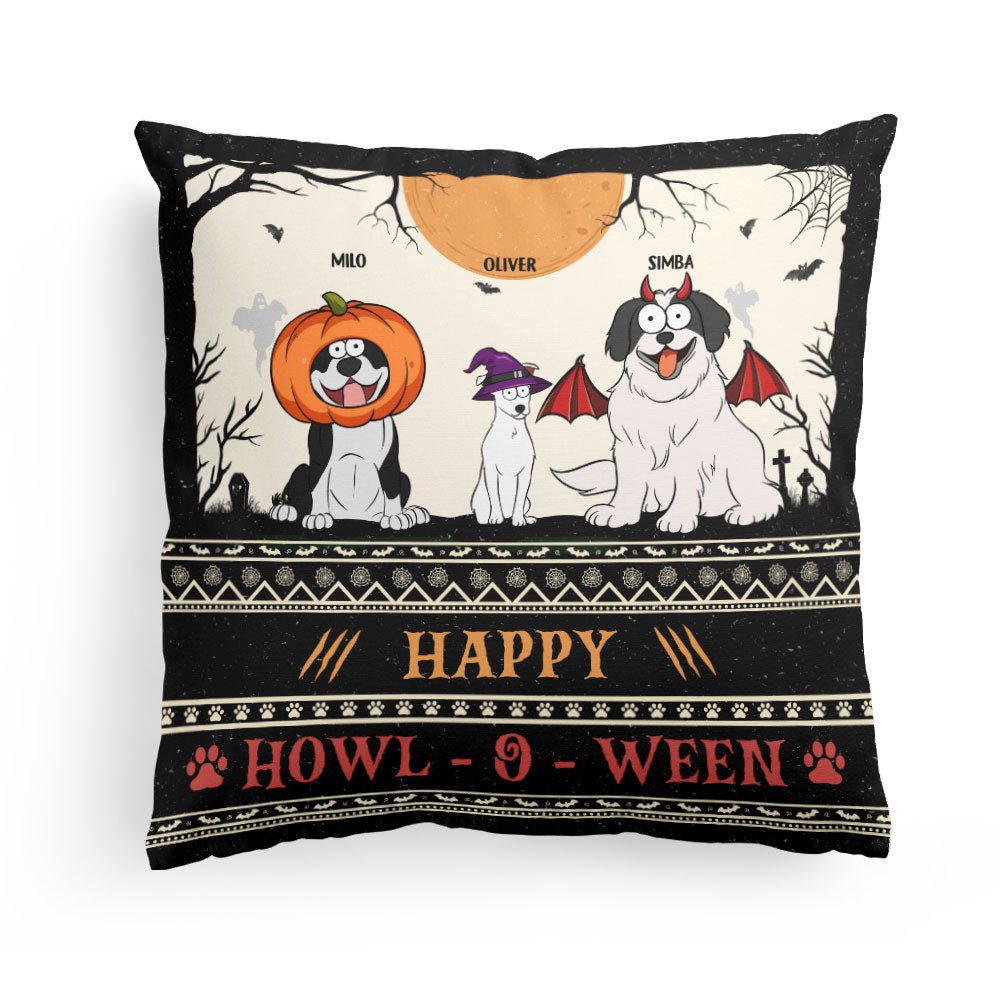 Happy Howl-O-Ween - Personalized Pillow (Insert Included)