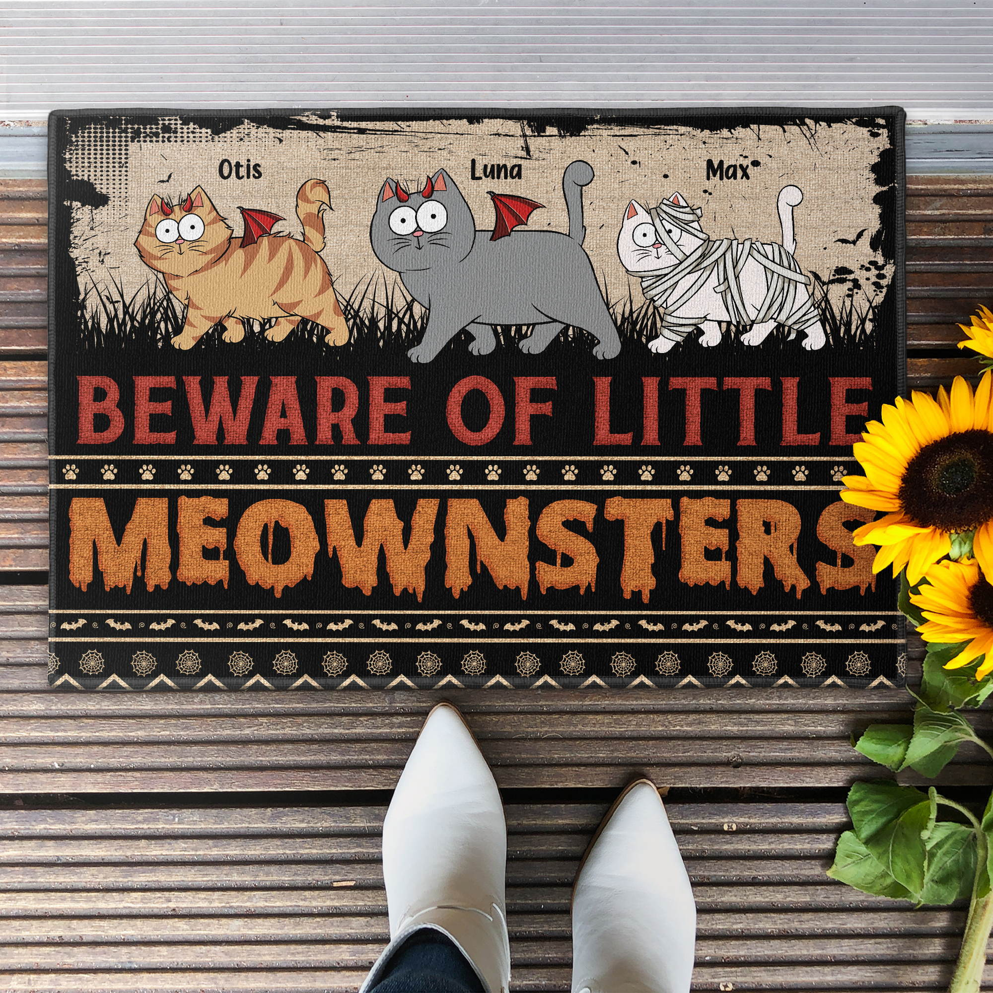 Beware Of Little Meownsters Halloween Cats - Personalized Doormat