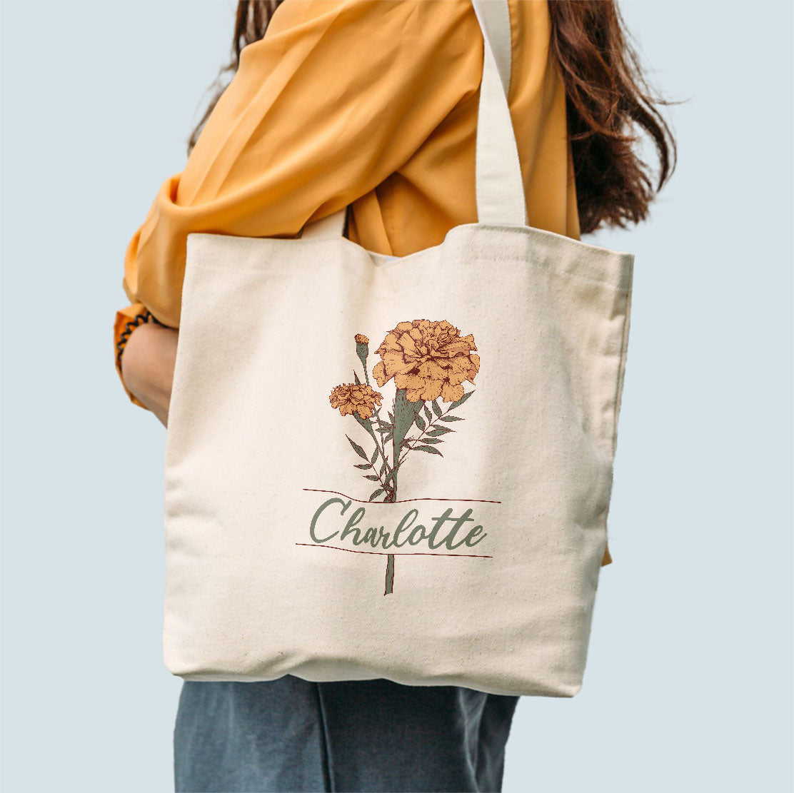 Birth Month Flower - Personalized Tote Bag