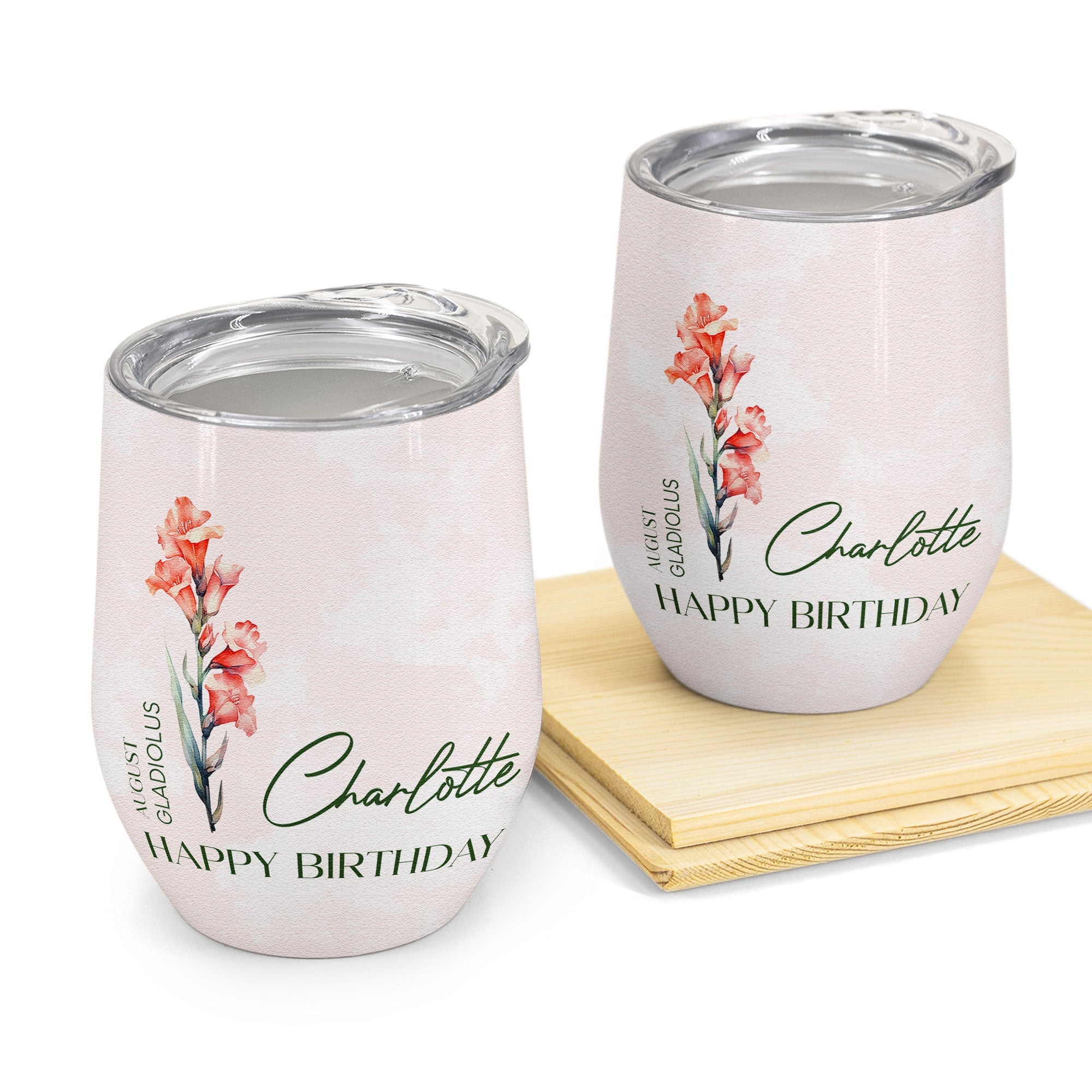 Birthflower Custom Name Birthday Gift For Mom Friend - Personalized Wine Tumbler