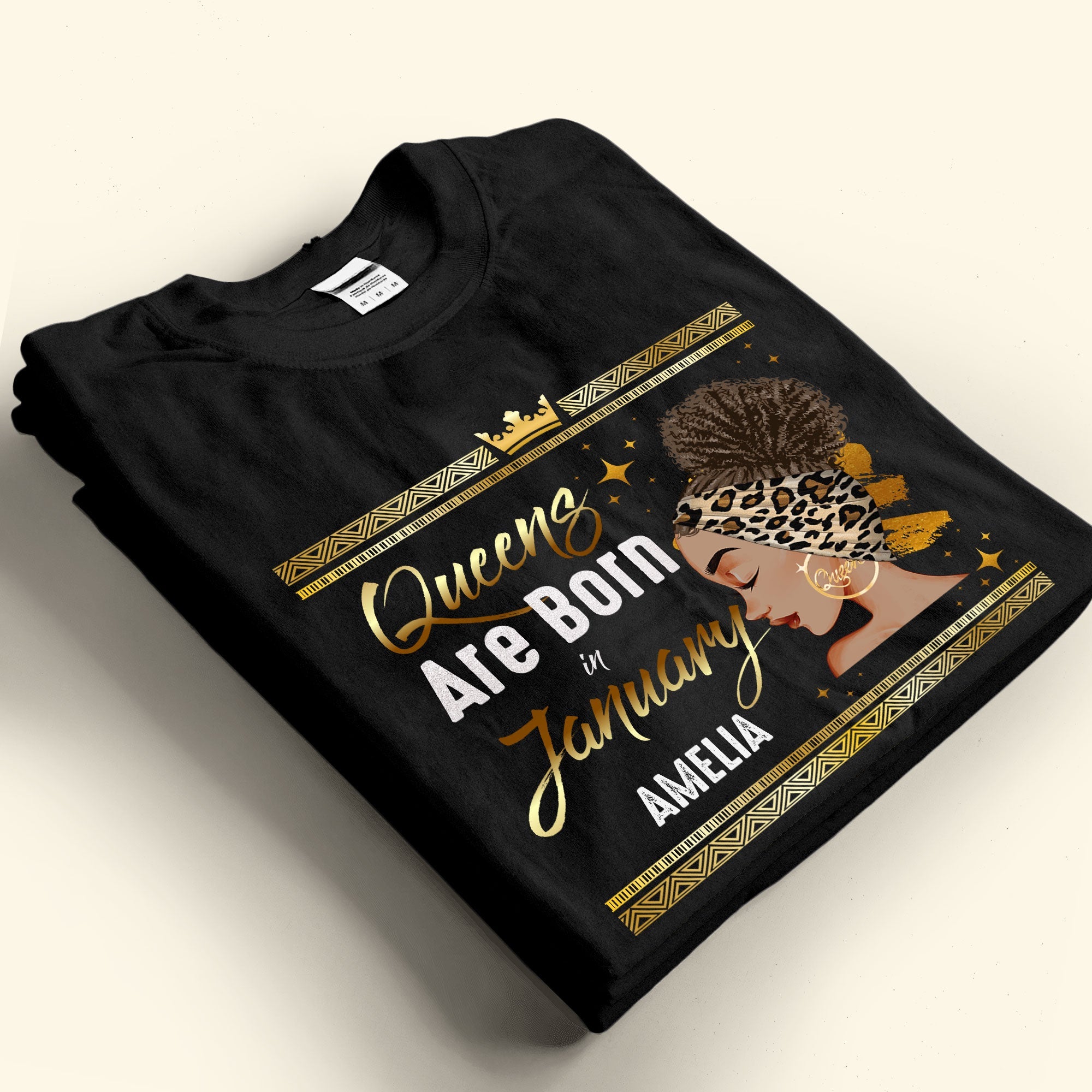 Black Women Queens Are Born In Custom Month Birthday Gift - Personalized Shirt