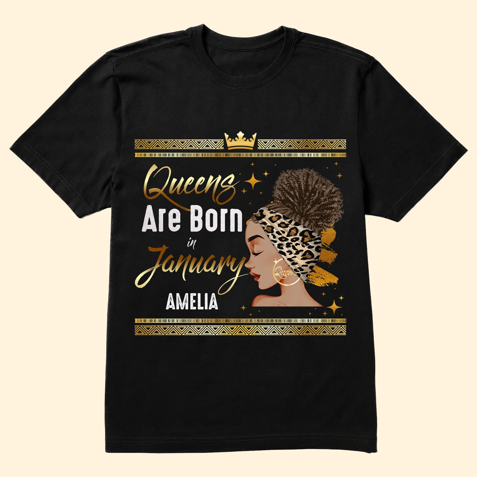 Black Women Queens Are Born In Custom Month Birthday Gift - Personalized Shirt