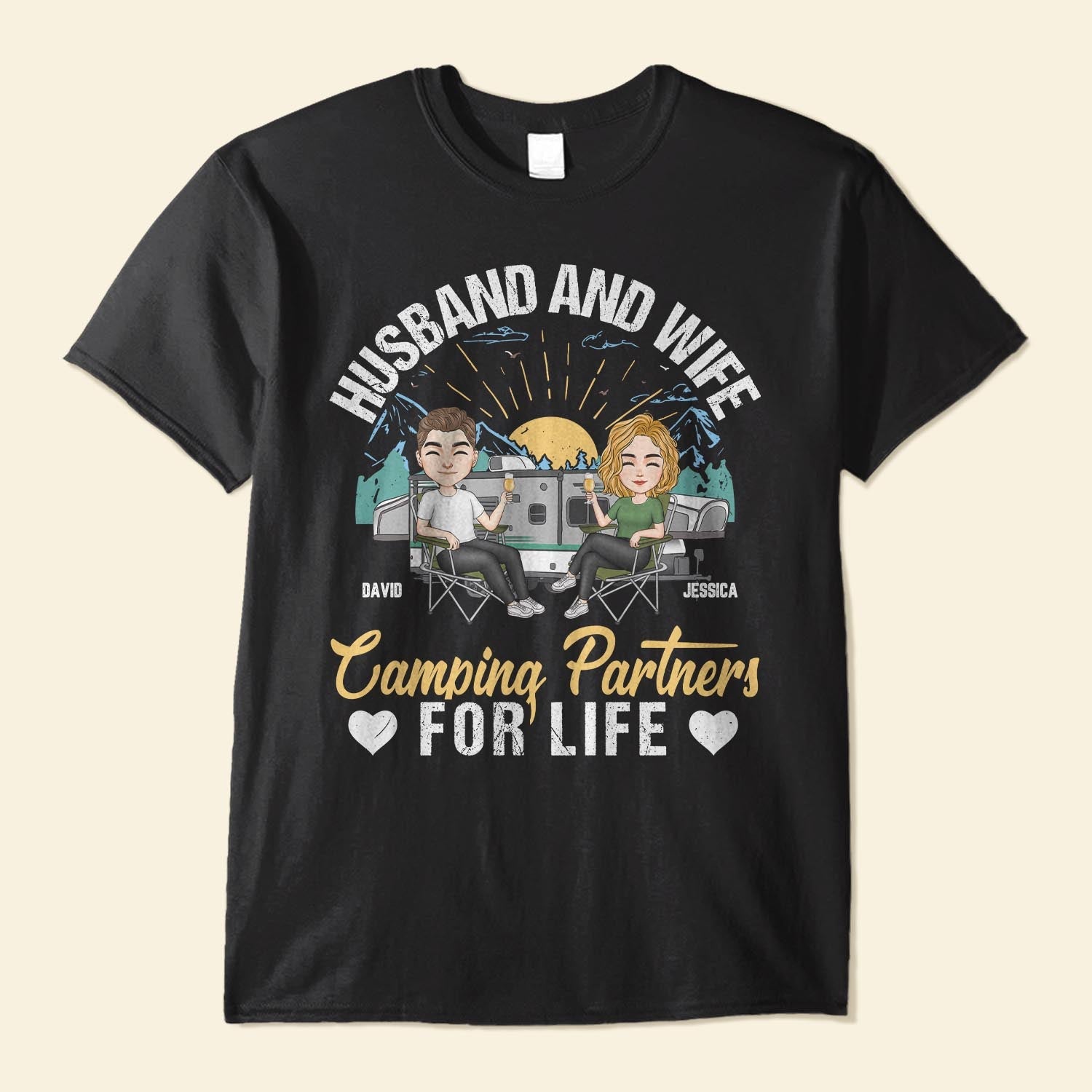 Husband And Wife Camping Partners For Life  - Personalized Shirt