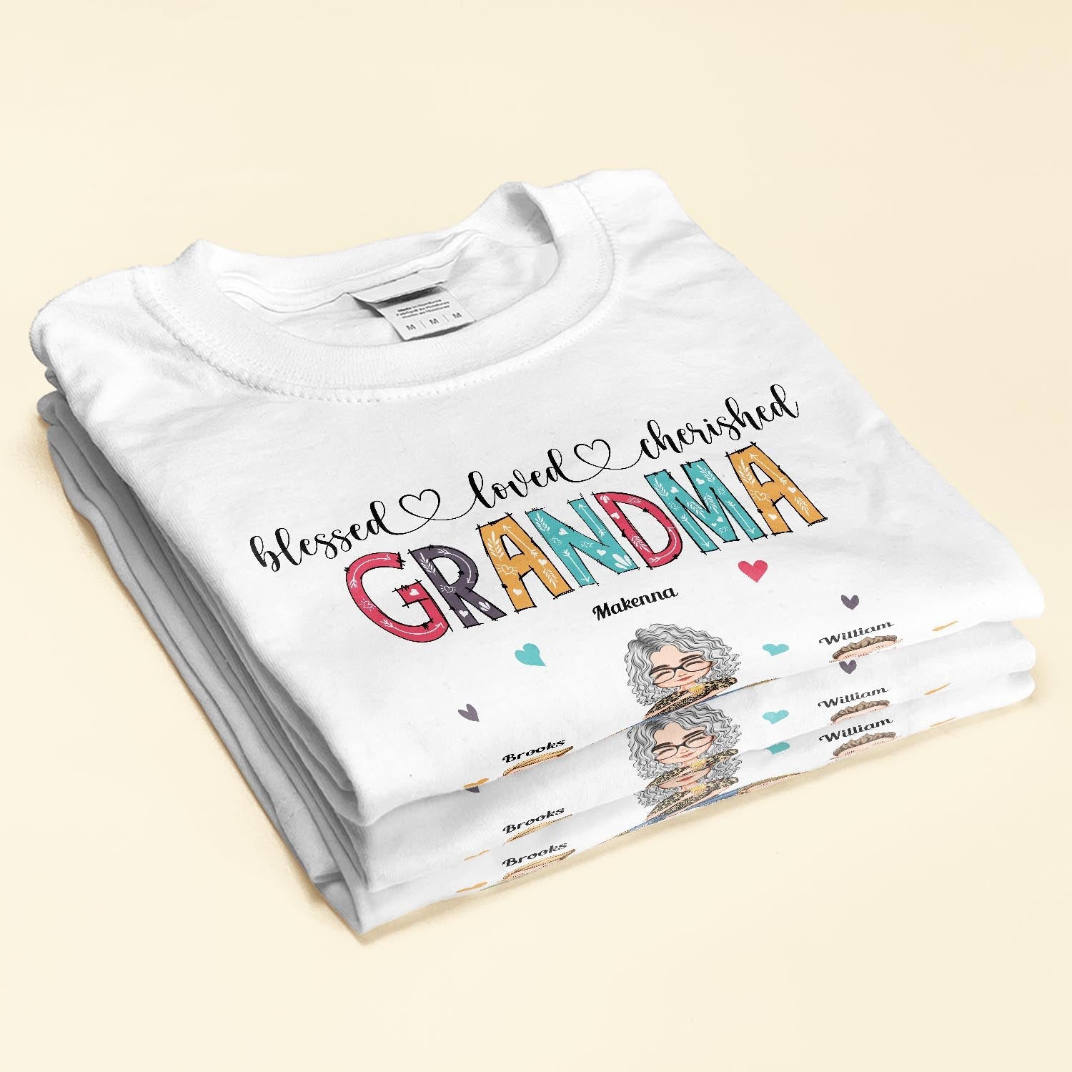 Blessed , Loved, Cherished  - Personalized Shirt - Birthday, Loving Gift For Grandma, Nana, Gigi