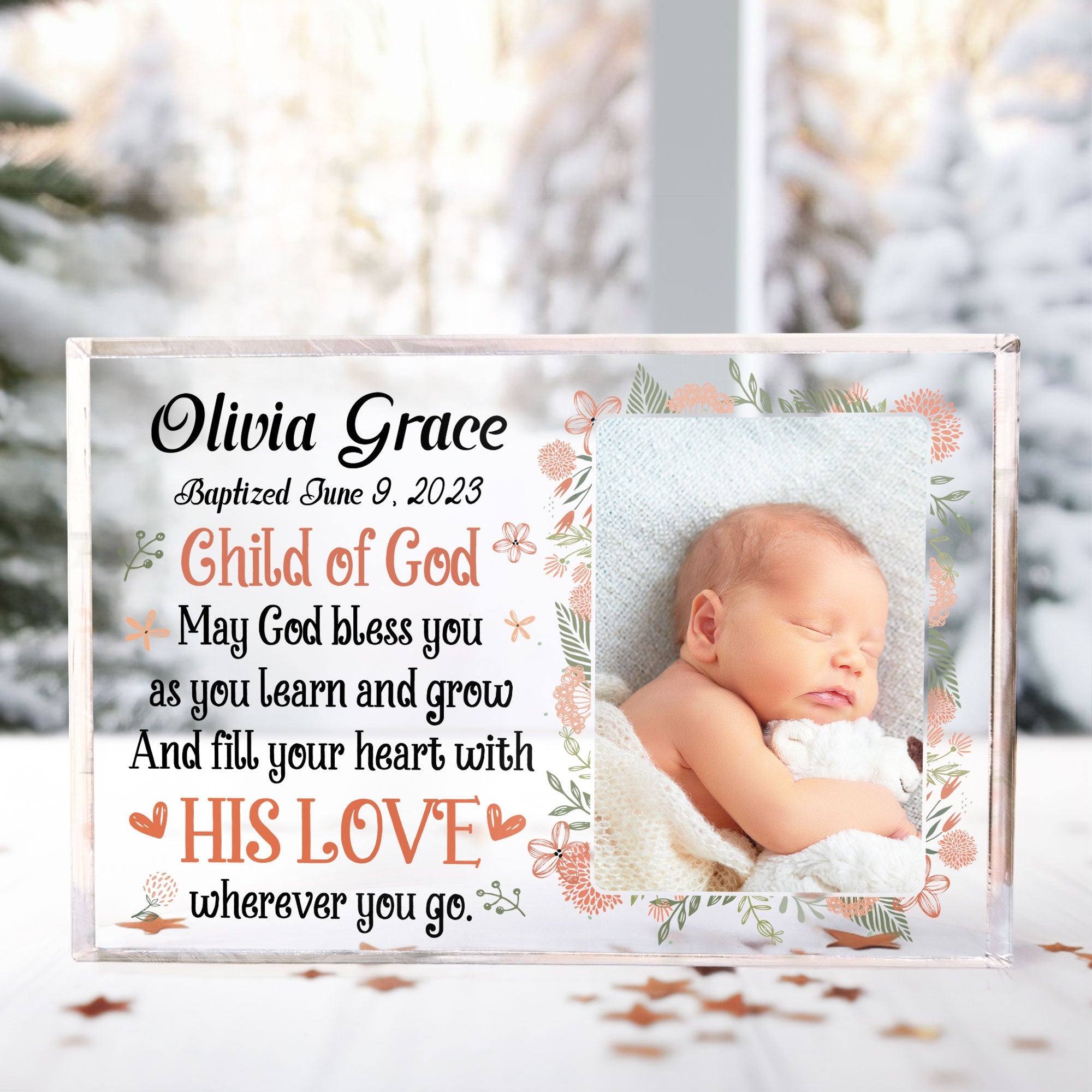 Blessings Baptism Gift From Godparents Religious Baby - Personalized Acrylic Photo Plaque