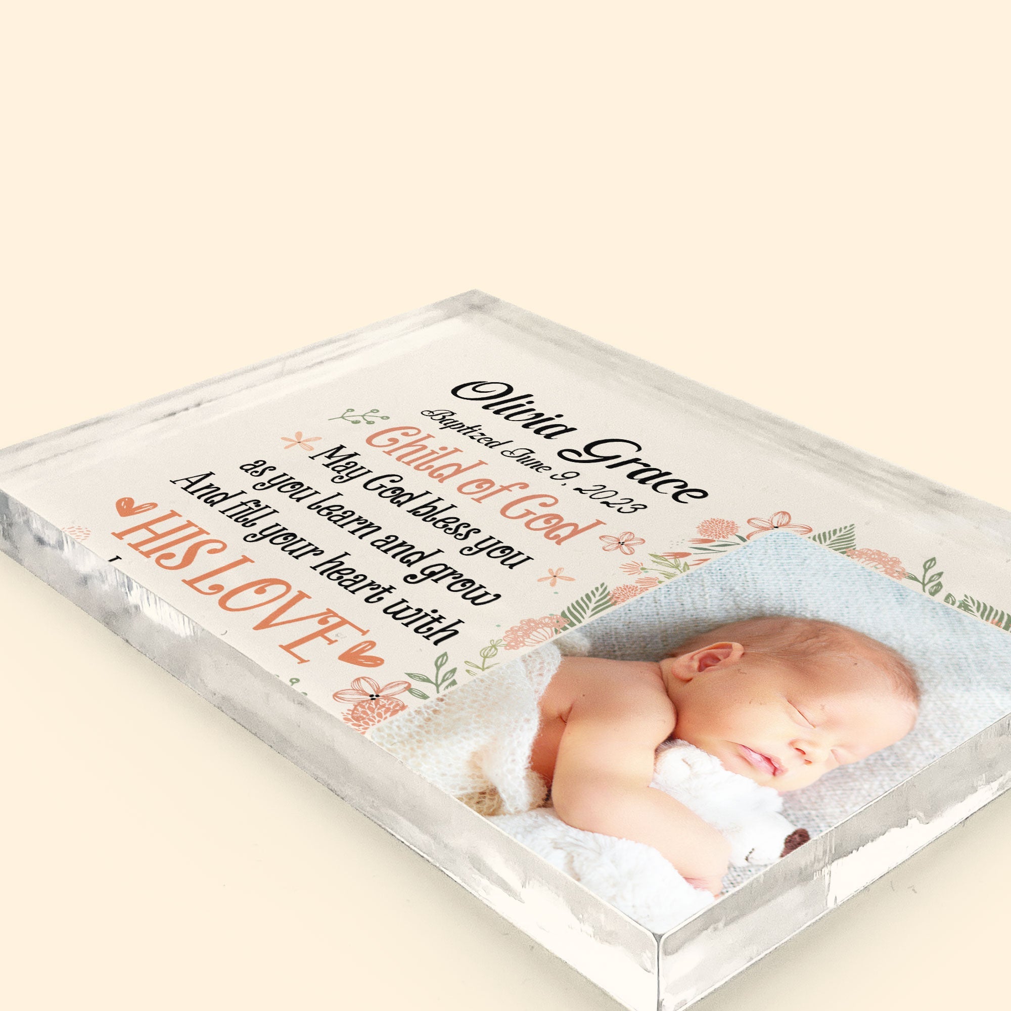 Blessings Baptism Gift From Godparents Religious Baby - Personalized Acrylic Photo Plaque