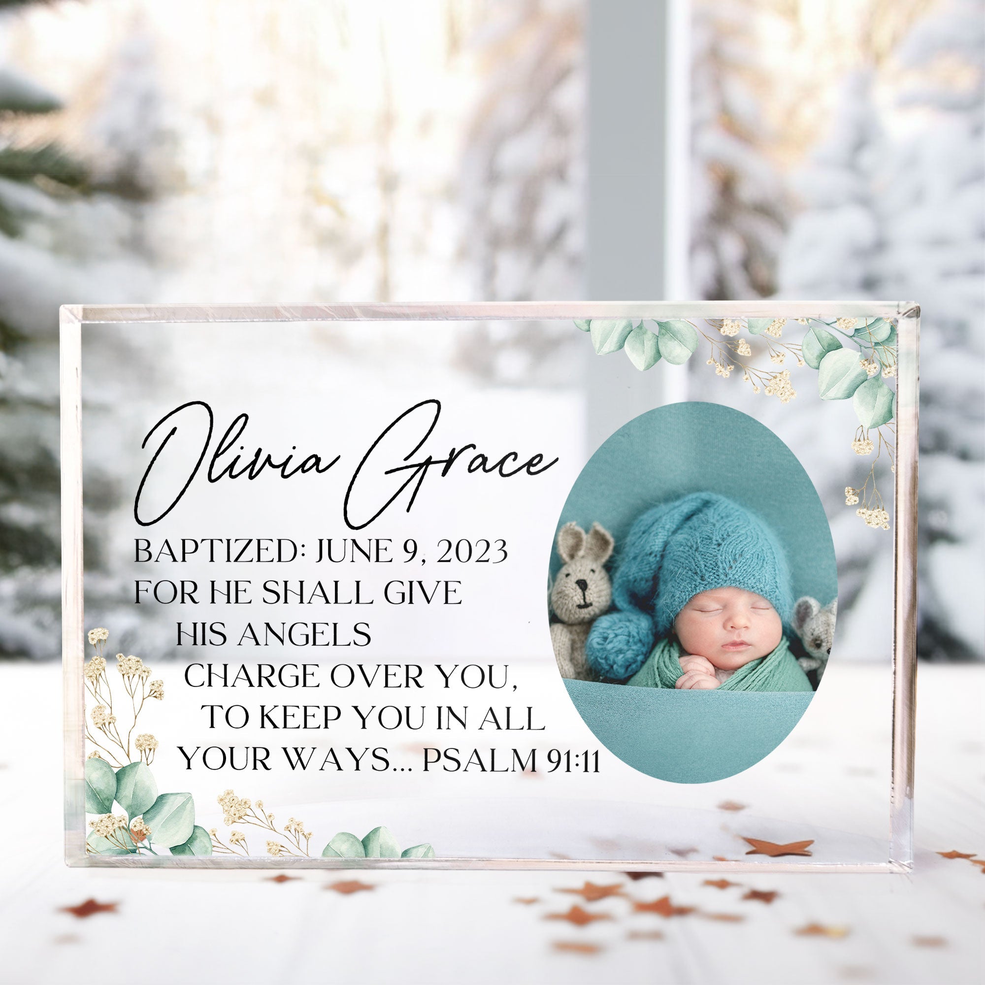 Blessings Baptism Gift From Godparents Religious Baby - Personalized Acrylic Photo Plaque