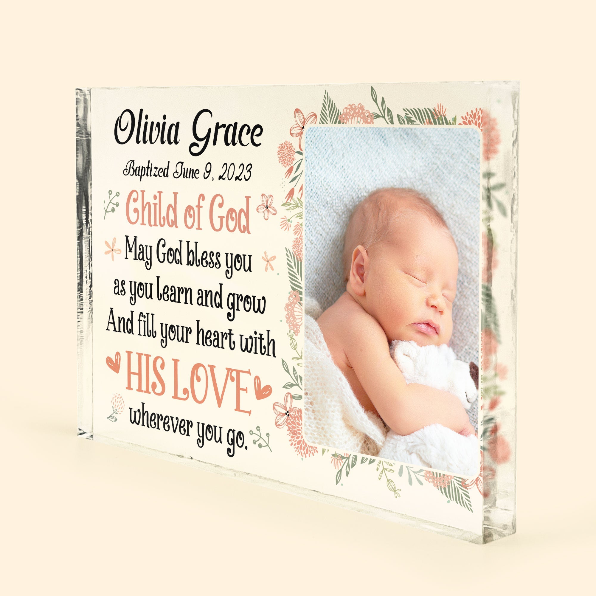 Blessings Baptism Gift From Godparents Religious Baby - Personalized Acrylic Photo Plaque