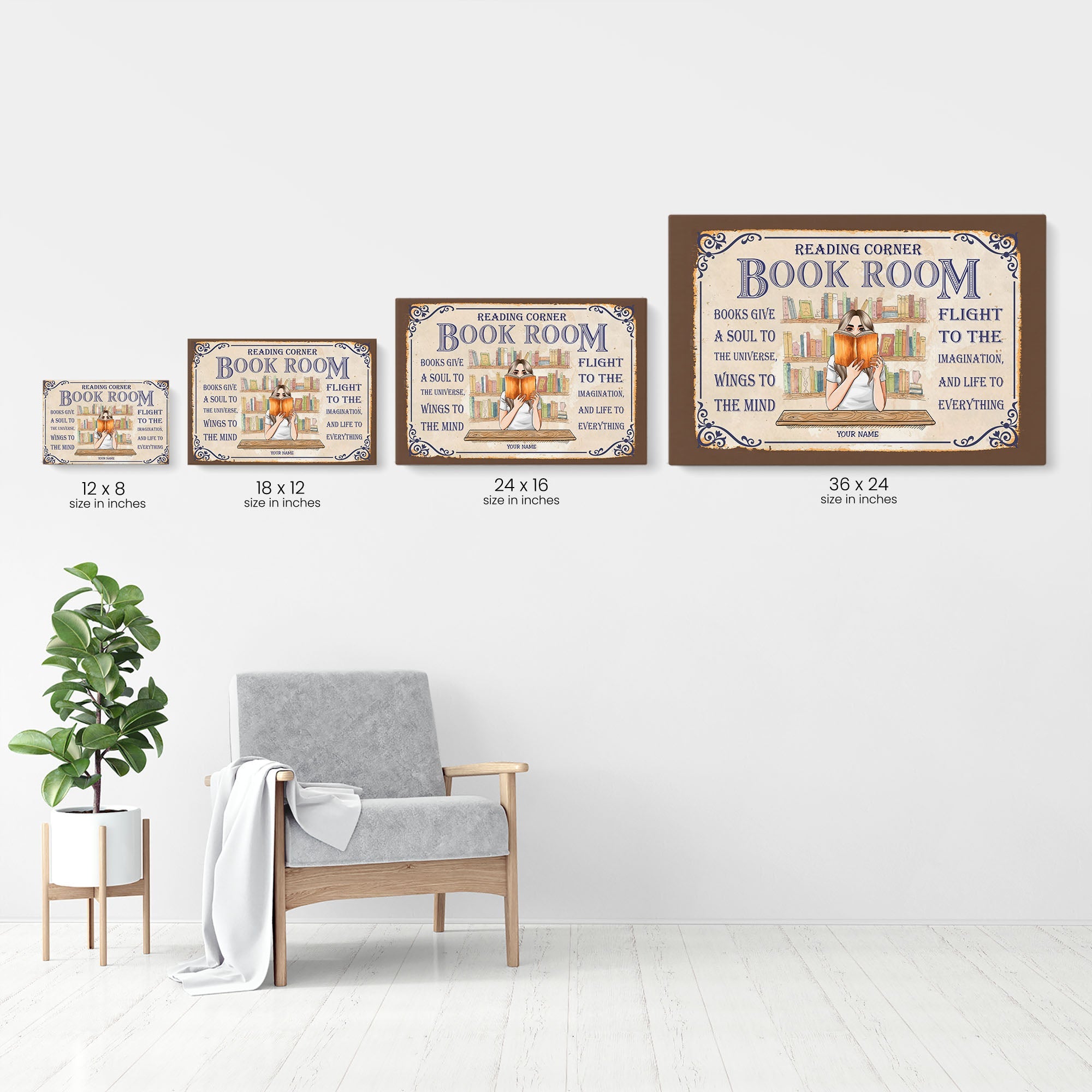 Books Give A Soul To The - Personalized Canvas/Poster - Gift For Book Lovers